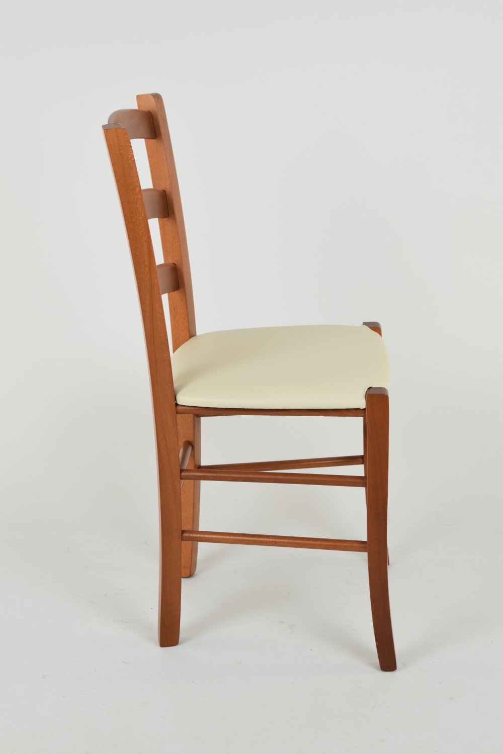 TommyChairs Venice Wooden Dining Chair - Cherry Beech Frame with Ivory Polyurethane Upholstered Seat - Perfect for Kitchen, Dining Room, and Home Decor