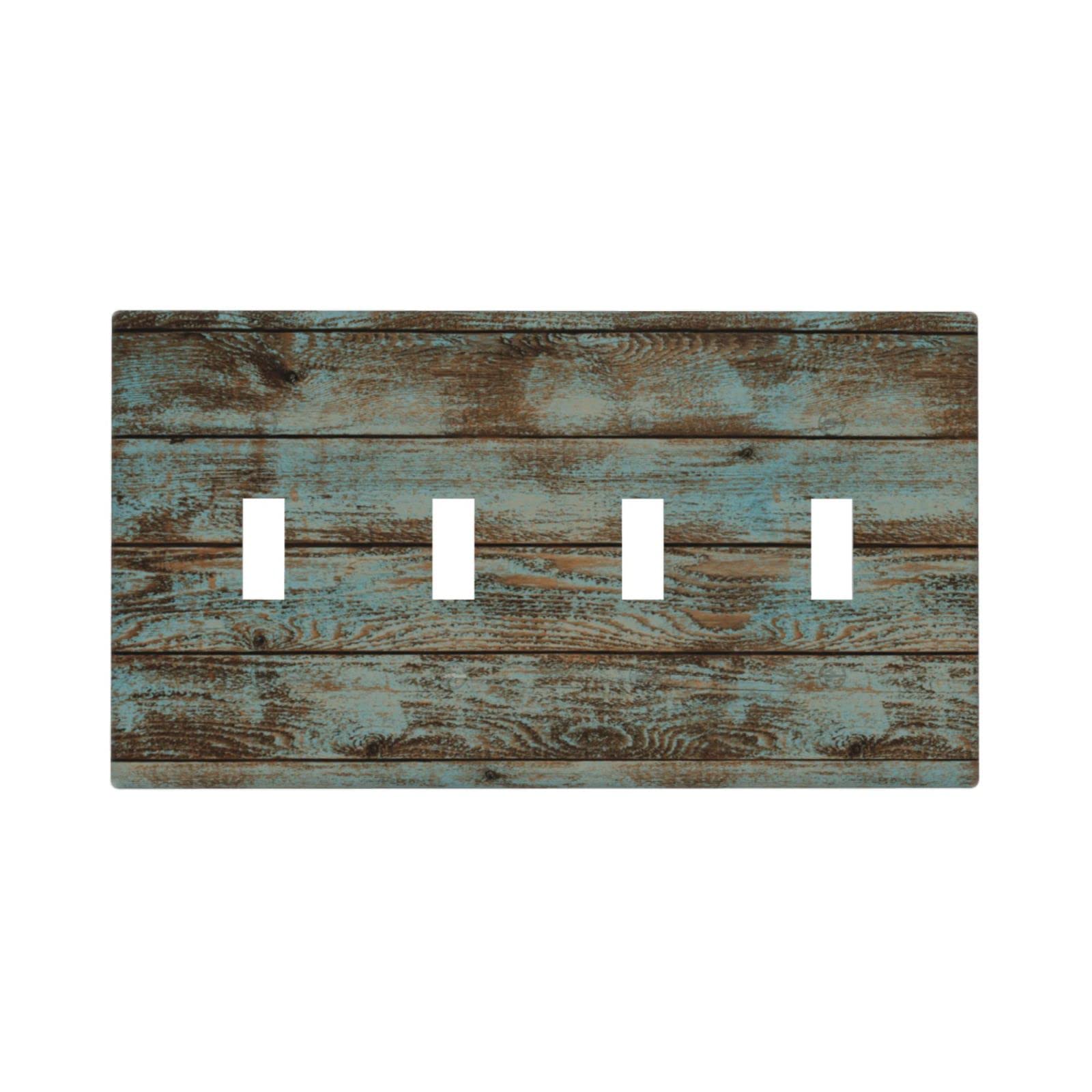 Rustic Wood Light Switch Cover Wall Plate - Decorative 4 Gang Quad Toggle Standard Size for Bathroom, Kitchen, Bedroom - Perfect for Farmhouse, Cottage & Vintage Home Decor