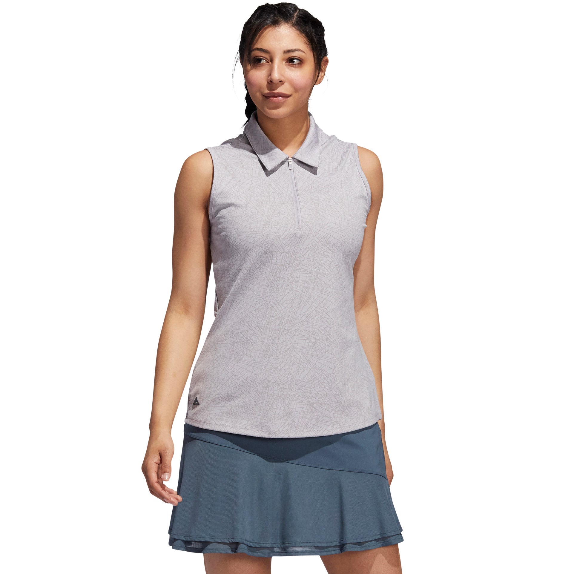 Adidas Women's Jacquard Sleeveless Golf Polo Shirt - Breathable & Moisture-Wicking for Summer Golfing & Outdoor Sports
