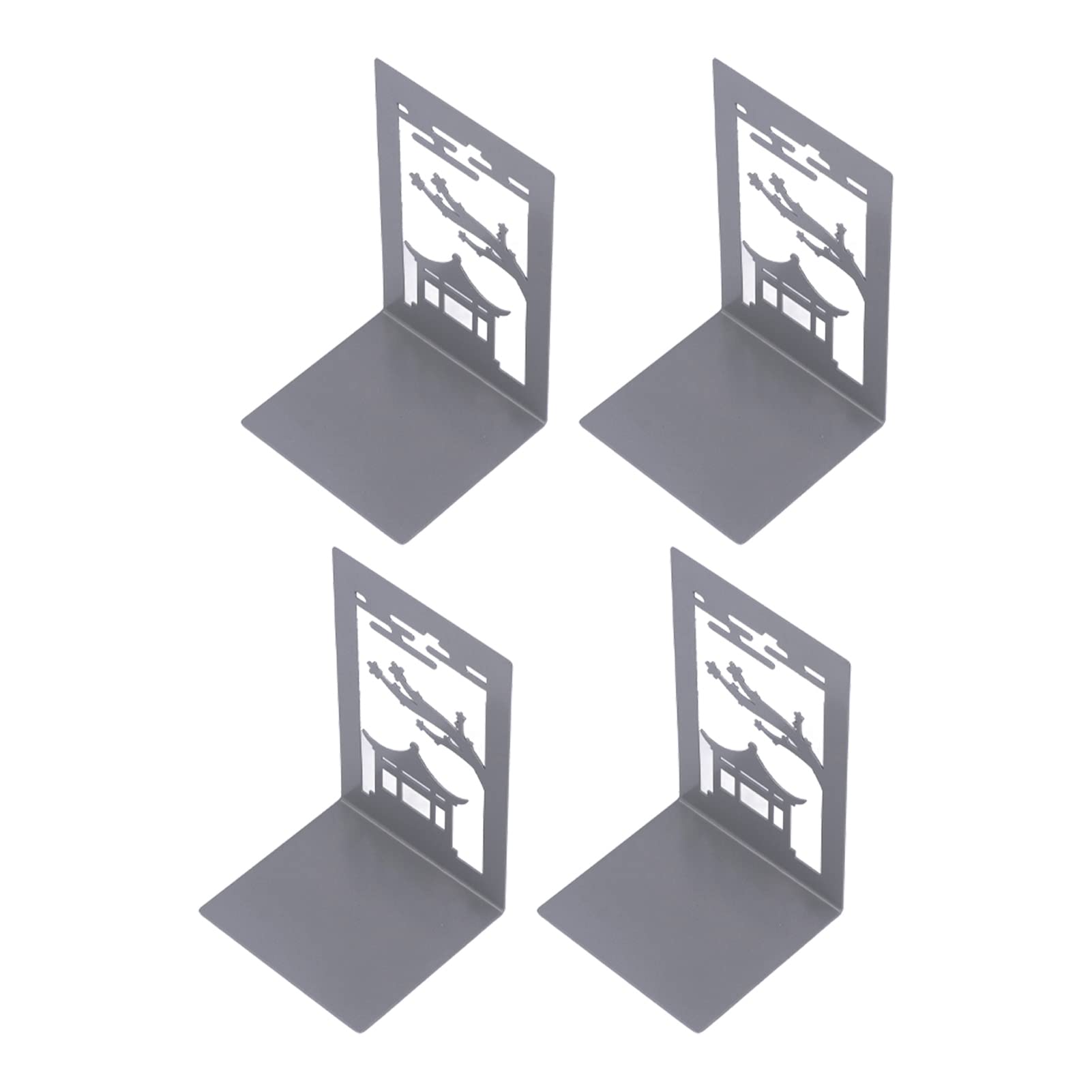 Anti-Slip Bookends Set of 4 - Decorative Book Organizers for DVD, CD, and Books - Non-Slip Foam Pads for Secure Storage - Perfect for Home Office, Library, and Bookshelf Organization