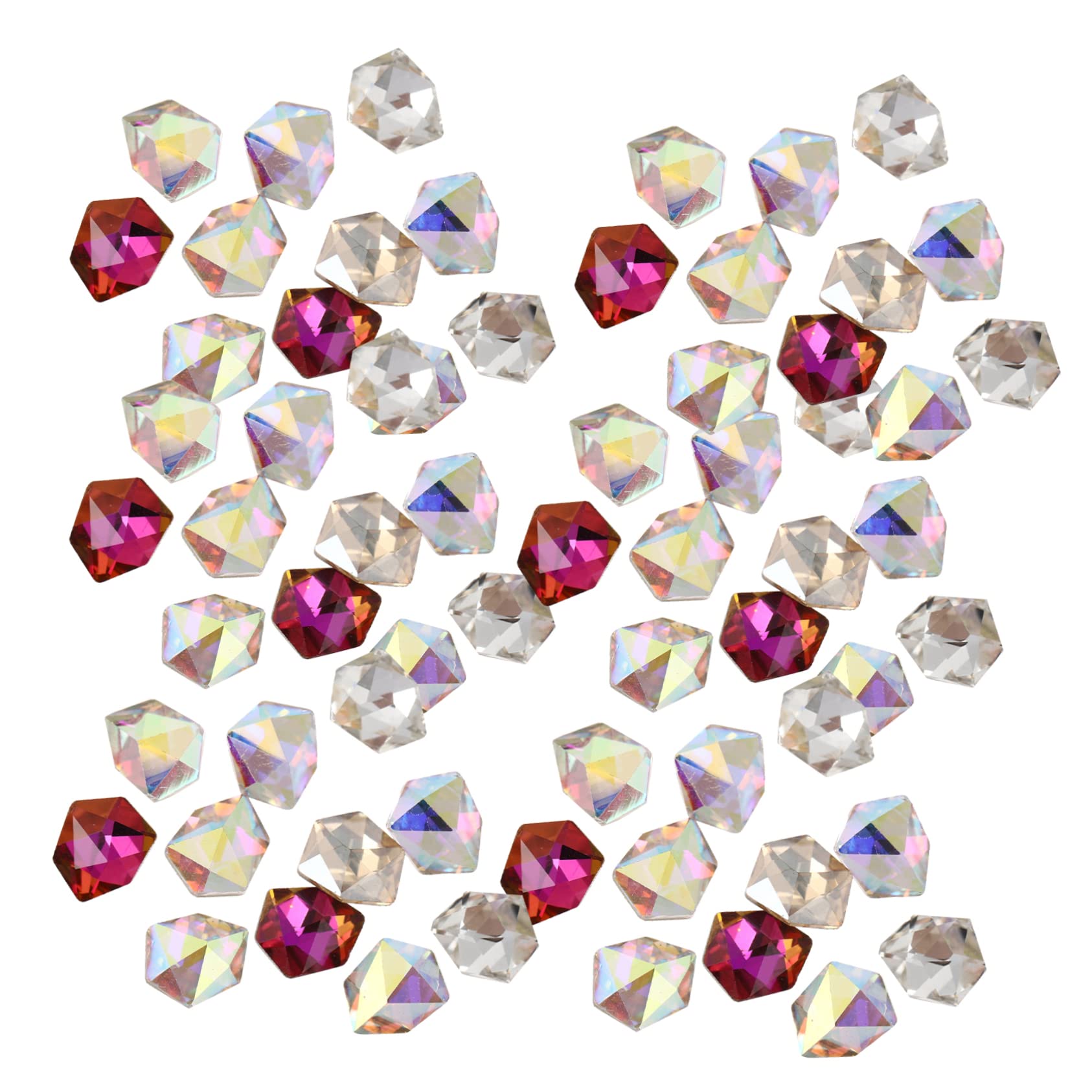 BIUDECO 100pcs 3D Rhinestone Nail Gems - Premium Nail Drill Diamonds for Manicure Decorations | Perfect for Nail Art, Acrylic Nails & DIY Nail Designs (Love Glass Drill Diamonds, Nail Patch Embellishments)