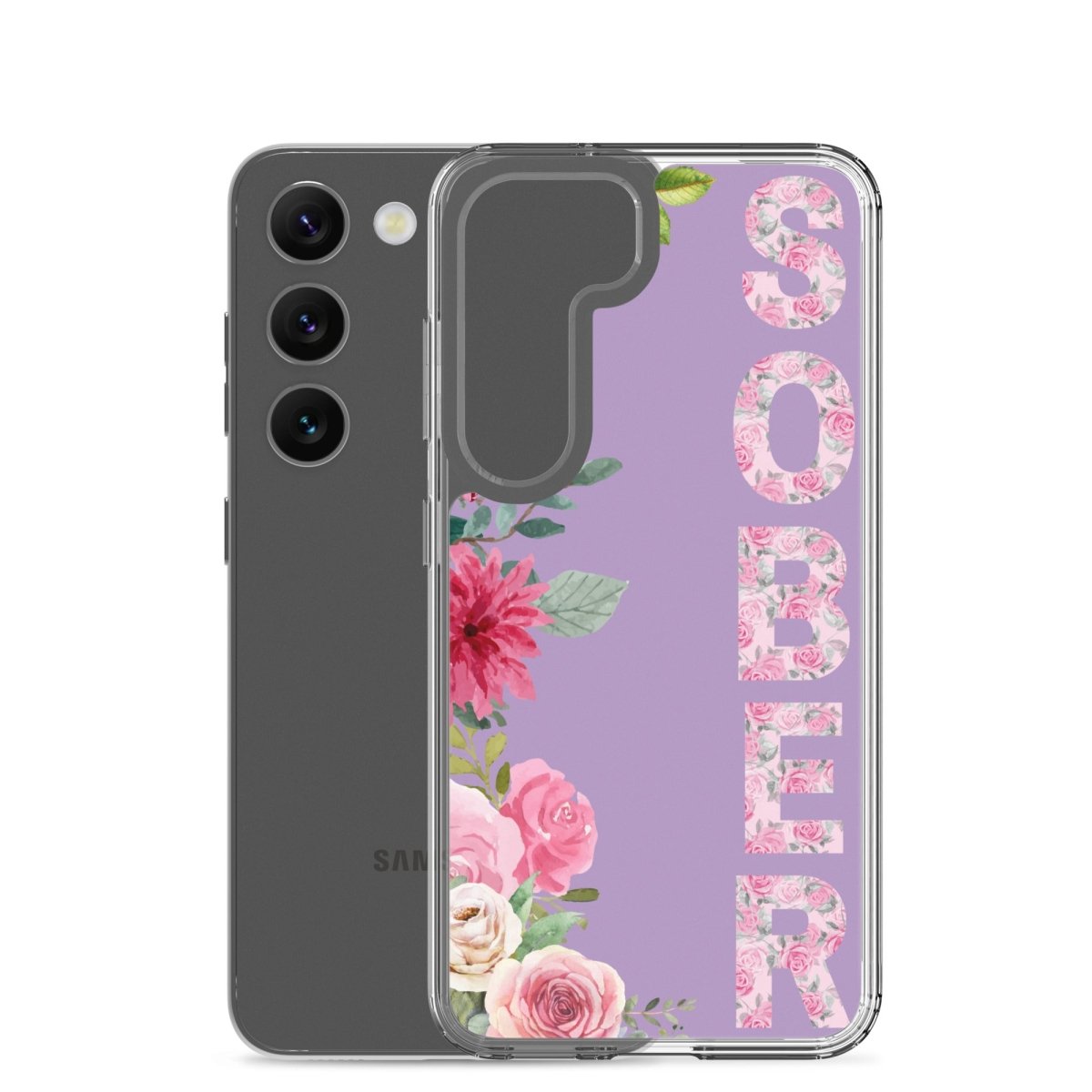 SOBER Rose Gold Chinoiserie Floral Samsung Phone Case - Clear Protective Cover for Galaxy S23/S22/S21 - Stylish & Durable for Everyday Use