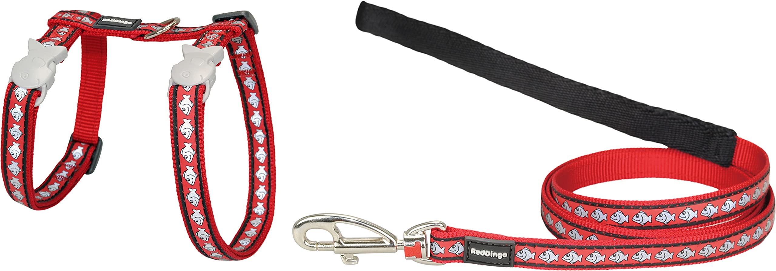 Red Dingo Reflective Cat Harness and Leash Set - Adjustable & Safe for Night Walks - Perfect for Outdoor Adventures & Pet Safety