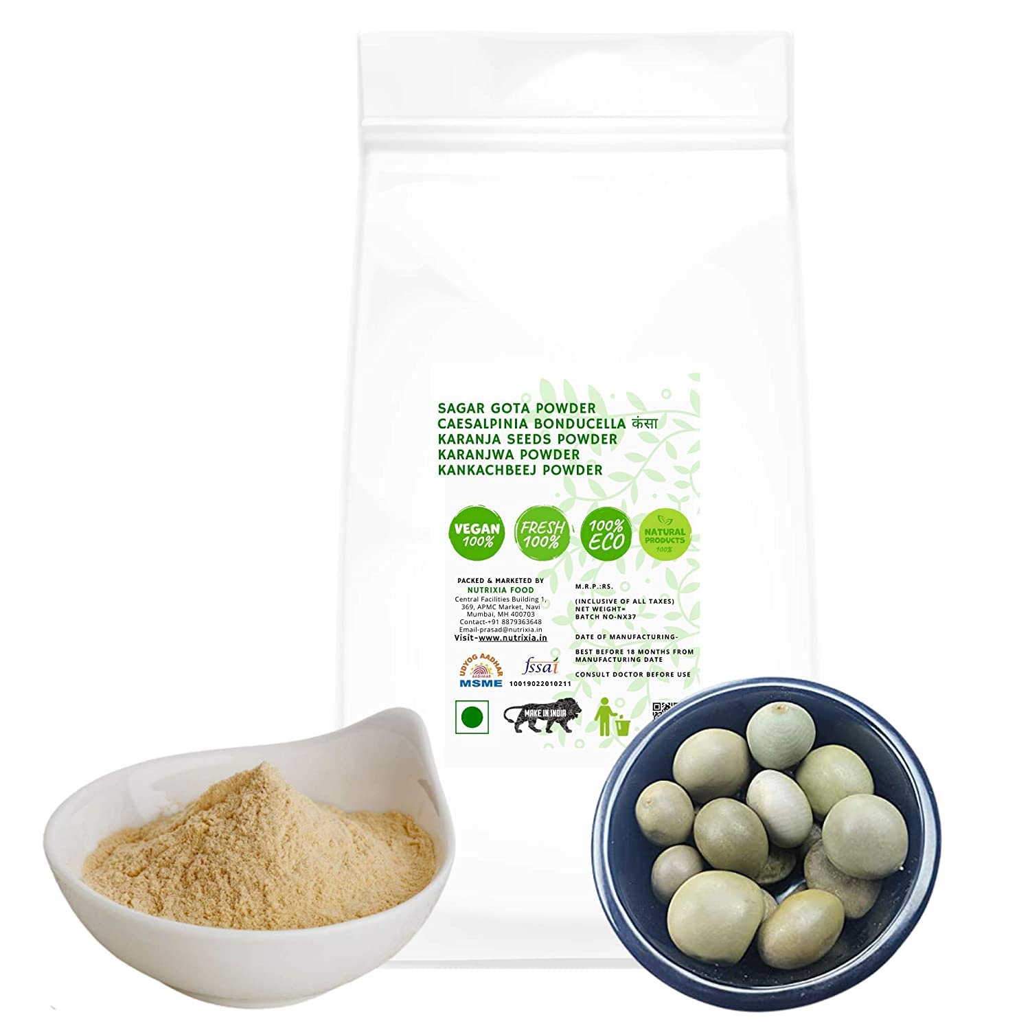 Organic Karanja Seed Powder (Pongamia Pinnata) 950g - Natural Ayurvedic Remedy for Skin & Hair Care | Perfect for DIY Beauty, Herbal Remedies & Holistic Wellness