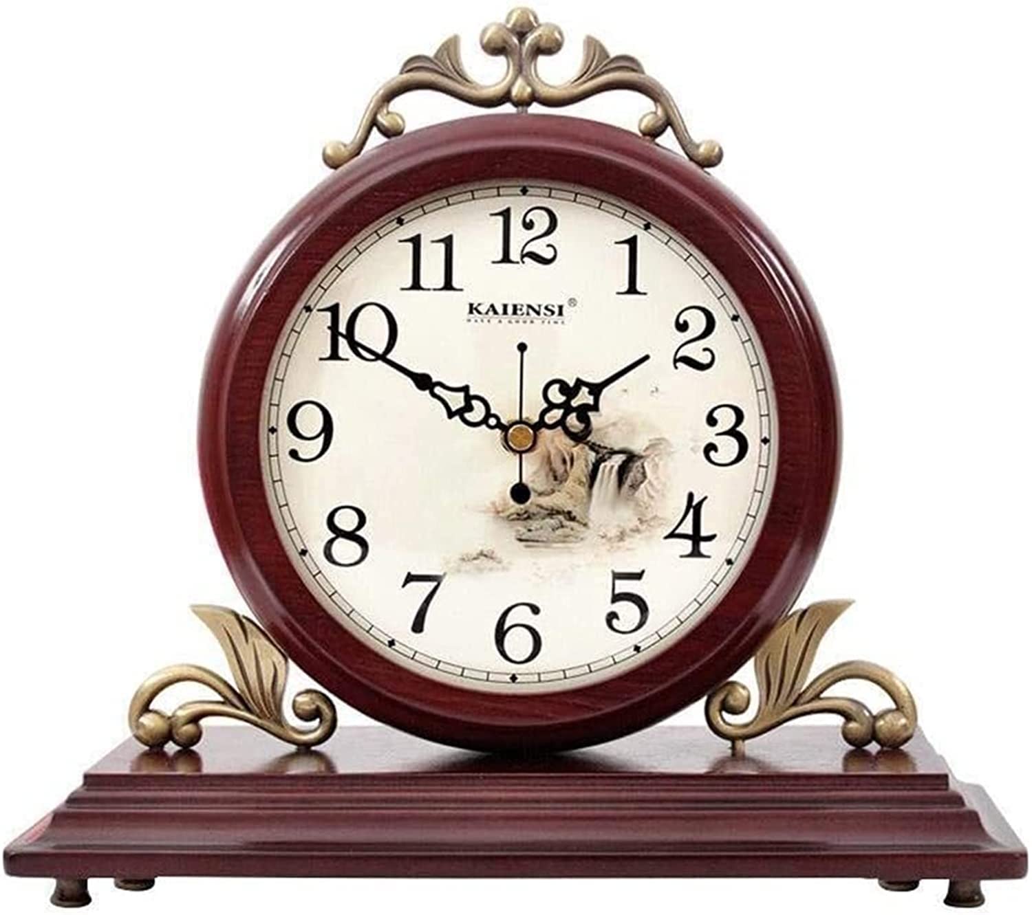 Solid Wood Double-Sided Mantel Clock - Elegant Home Decor for Living Room, Bedroom, Office & Kitchen | Traditional Style Wall Clock for Fireplace, Shelf or Desk Display (Color: A)