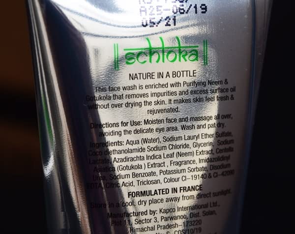 Schloka Purifying Neem & Gotukola Face Wash for Normal to Oily Skin - 60ml | Deep Cleansing & Oil Control | Perfect for Daily Skincare Routine & Acne-Prone Skin