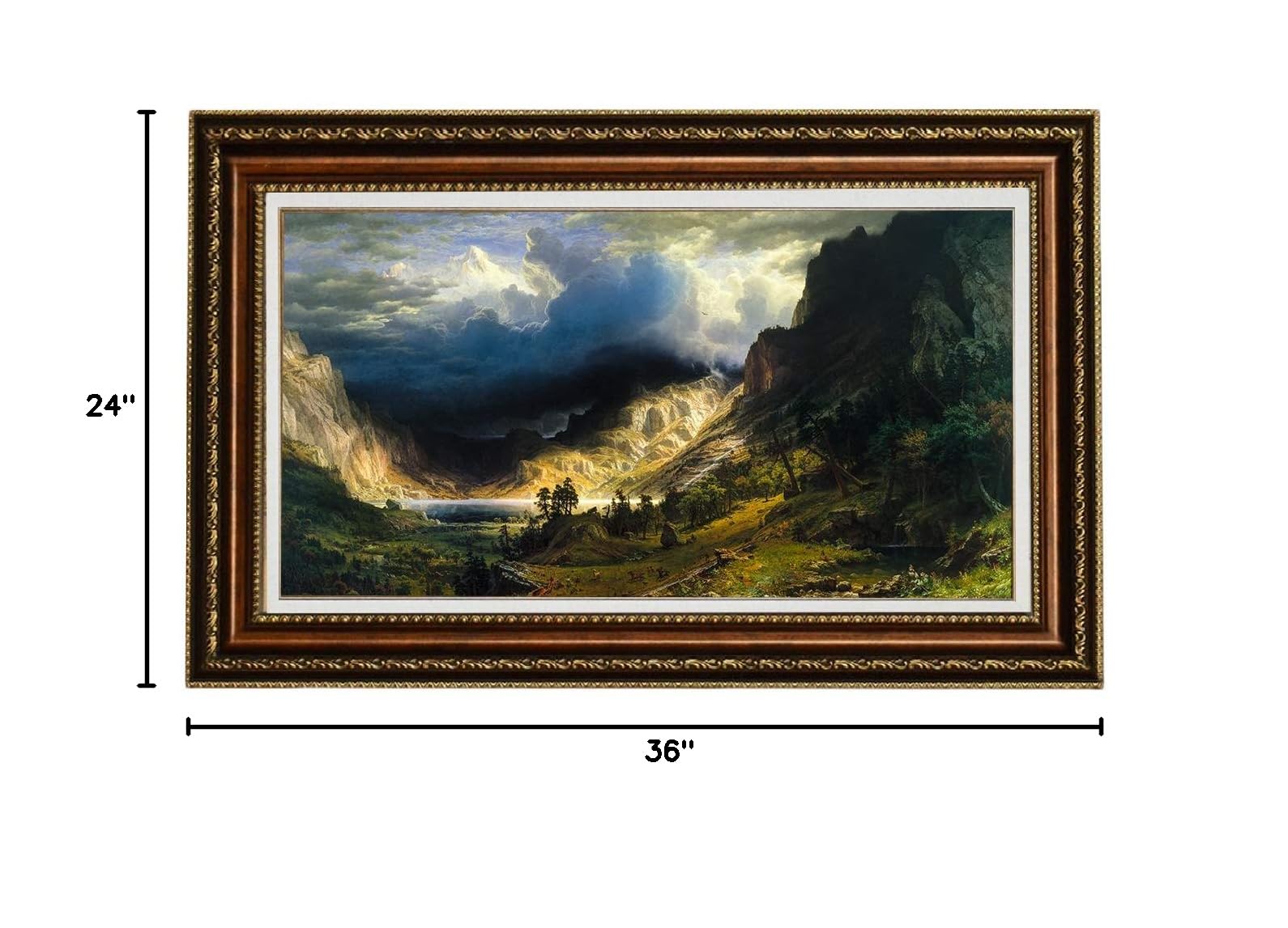 EliteArt Albert Bierstadt Storm in the Rocky Mountains Mt. Rosalie 1866 Oil Painting Reproduction - Giclee Wall Art Canvas Print Framed 36x24 Inches - Perfect for Living Room, Office & Home Decor