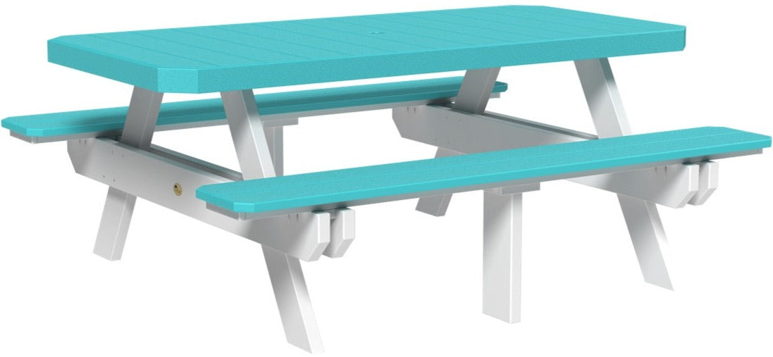 LuxCraft 6-Foot Rectangular Picnic Table - Outdoor Dining & Backyard Furniture for Patio, Garden, and Park Gatherings