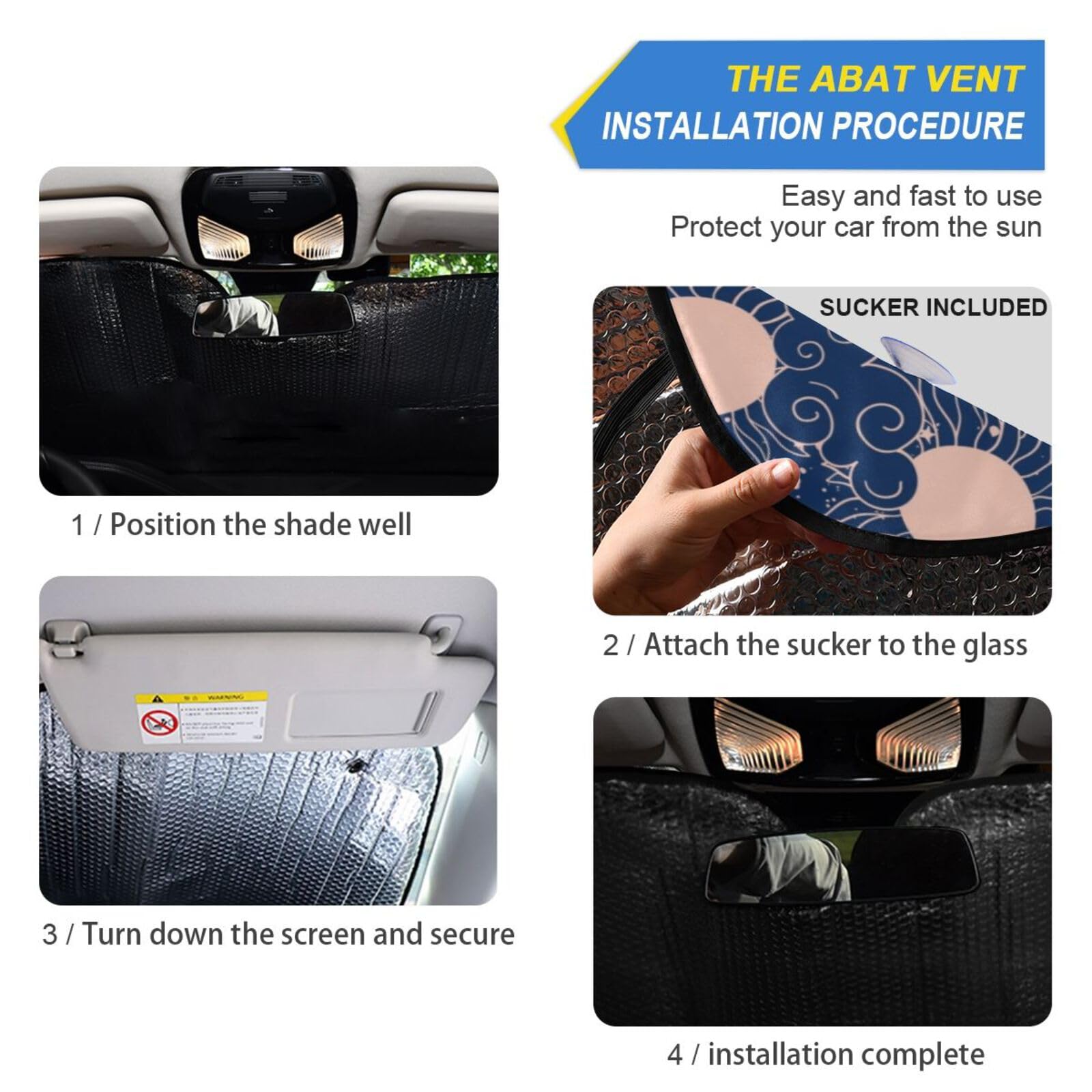 Susiyo Blue Magic Universe Moon Sun Car Windshield Sun Shade - Foldable UV Ray Blocker & Heat Protector for Vehicle Front Window | Keep Car Cool in Summer Parking