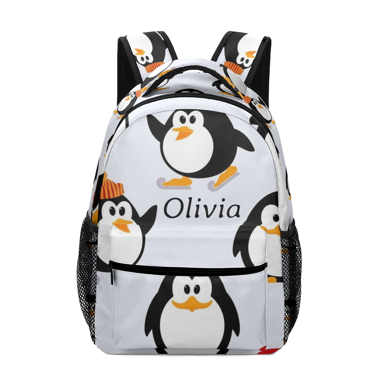 Personalized Cute Cartoon Penguins Backpack - Waterproof School Bag with Name for Boys & Girls | Perfect Gift for Kids, Travel & Outdoor Activities
