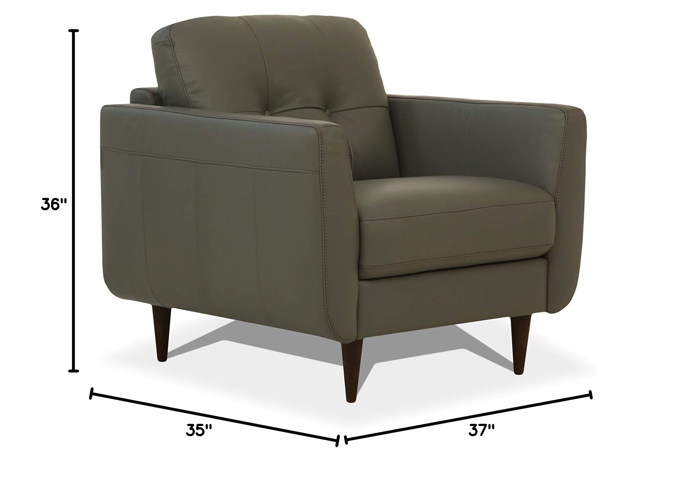 Acme Radwan Tufted Leather Accent Chair in Pesto Green - Modern Living Room Furniture for Home Office & Lounge Decor