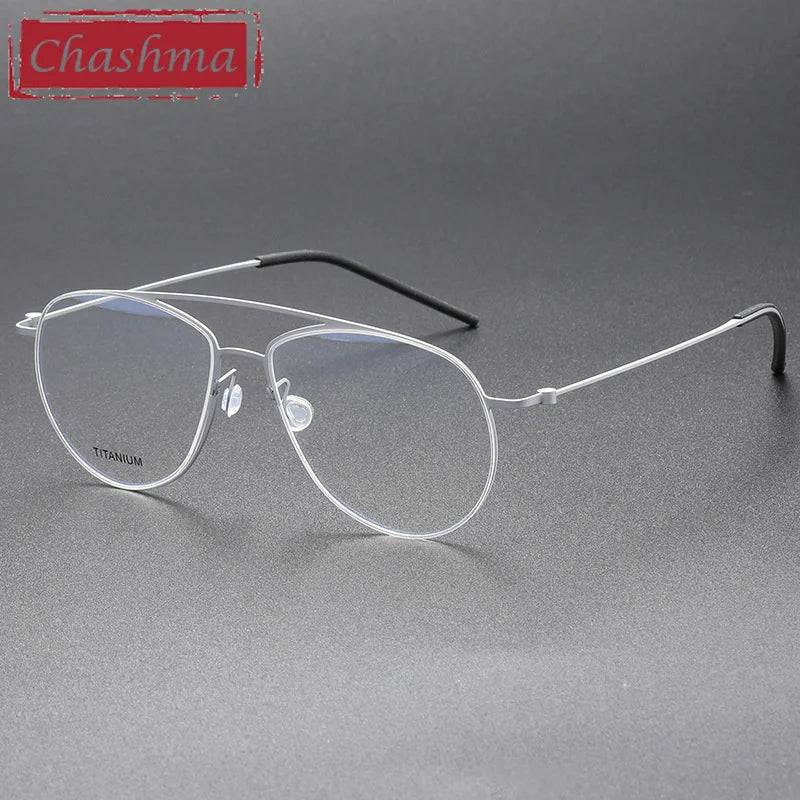 Titanium Eyeglasses for Men - Full Rim Oval Double Bridge Frame 45507 | Lightweight & Durable | Perfect for Work, Reading & Everyday Use