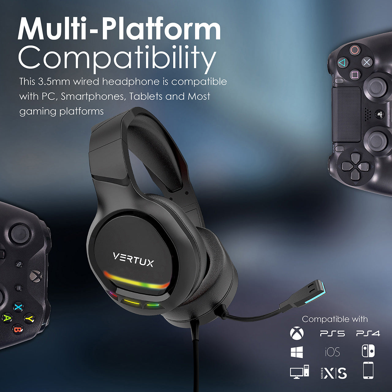 Noise Isolating Amplified Wired Gaming Headset with Mic - Stereo Sound for PC, PS4, Xbox One - Perfect for Competitive Gaming & Online Chat
