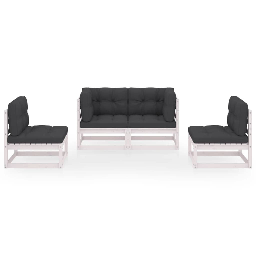 vidaXL 4-Piece Patio Furniture Set - Outdoor Garden Sofa Set with Cushions, Solid Wood Pine Sectional Lounge for Backyard, Porch & Deck | Perfect for Relaxing, Entertaining & Outdoor Gatherings