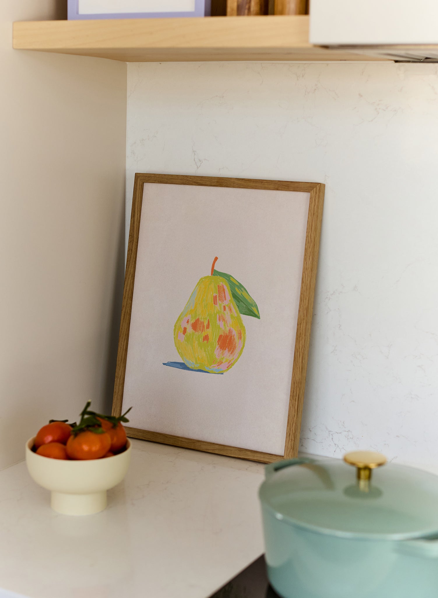 Pastel Pear Art Print - Vibrant Fruit Wall Decor for Kitchen, Dining Room & Office | Modern Home & Office Aesthetic