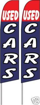 Used Cars Feather Banner Flags - Complete Kits (Pack of 2) | Eye-Catching Advertising for Car Dealerships & Auto Sales Events