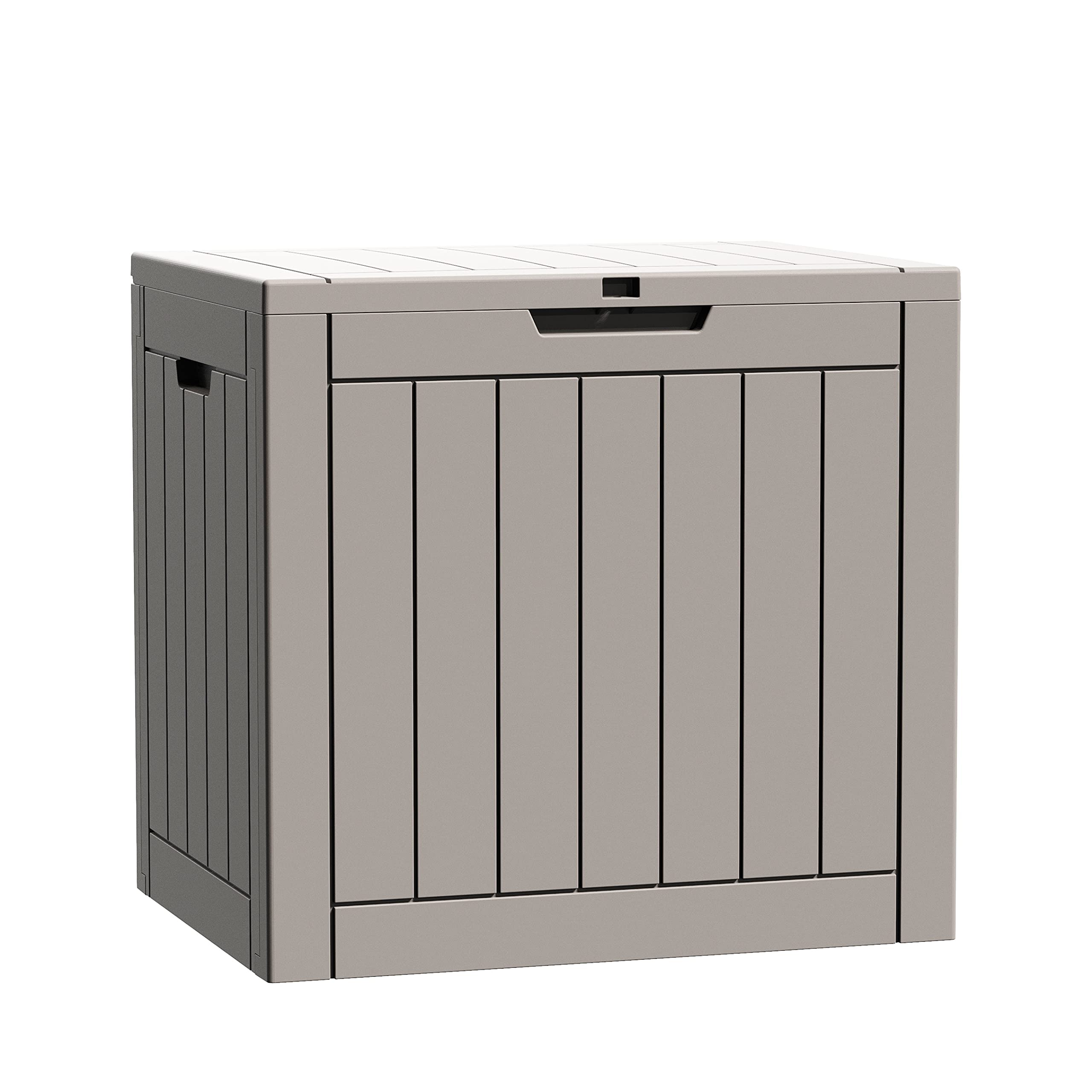 30 Gallon Waterproof Deck Box with Lock - Outdoor Storage for Patio Tools, Cushions, Garden Supplies & Pool Accessories | Durable Taupe Delivery Box for Backyard, Deck & Poolside Organization