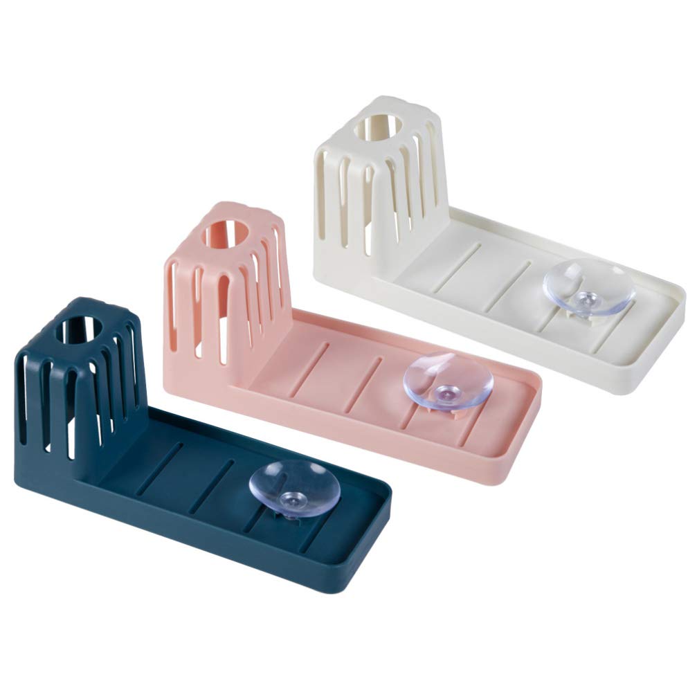 Cabilock 3-Piece Kitchen Sink Organizer Set - Corner Storage Shelves, Sponge Holder, Suction Cup Dish Drainer & Cloth Hanger - Space-Saving Sink Basket Rack for Dishes, Sponges & Utensils - Perfect for Small Kitchens, Apartments & RVs