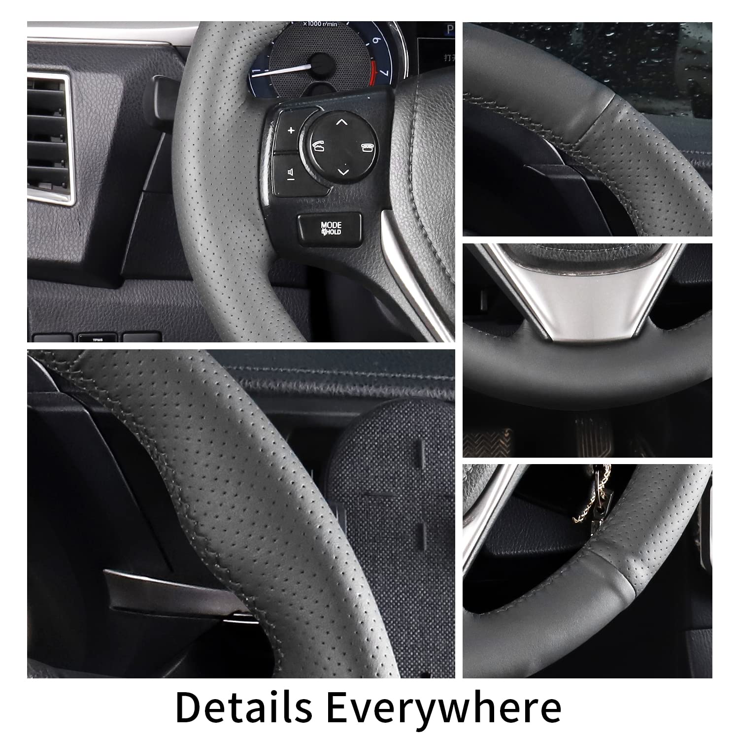 Premium Hand-Sewn Non-Slip Steering Wheel Cover for Toyota RAV4 LE/XLE & Corolla 2013-2018 - Breathable Microfiber Leather Car Accessory | Perfect for Daily Commuting & Road Trips