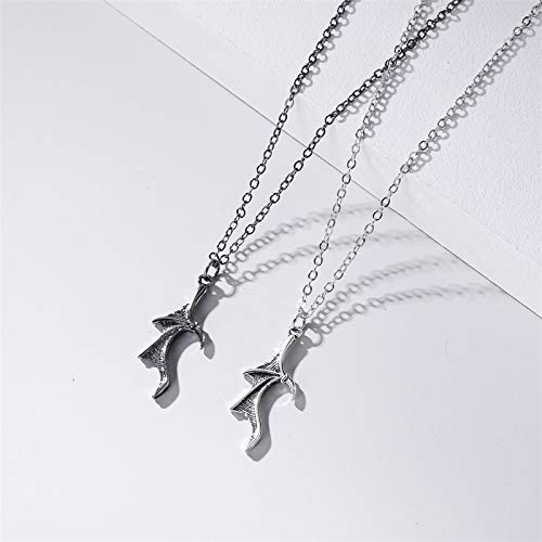 Stylish Demon Dragon Wing Love Heart Pendant Necklace for Women & Men - Couple Matching Jewelry Set, Valentine's Day Gift for Her/Him, Friendship & Family Necklace - Perfect for Anniversaries, Date Nights & Romantic Occasions