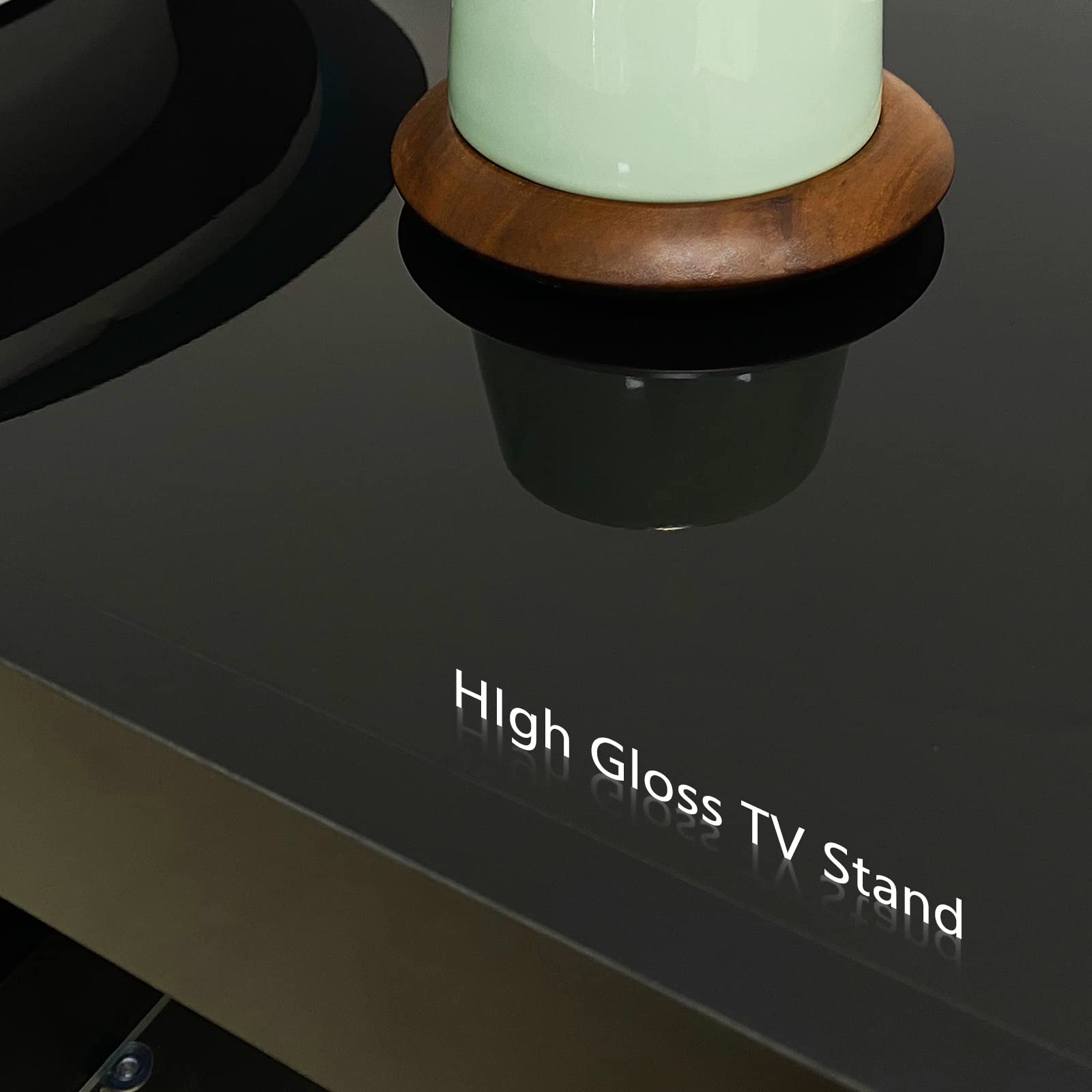 55/65/70/75 Inch Black LED TV Stand with Large Storage - Modern TV Media & Entertainment Center for Living Room, Bedroom, Gaming - Perfect for Movie Nights & Home Theater Setup (63