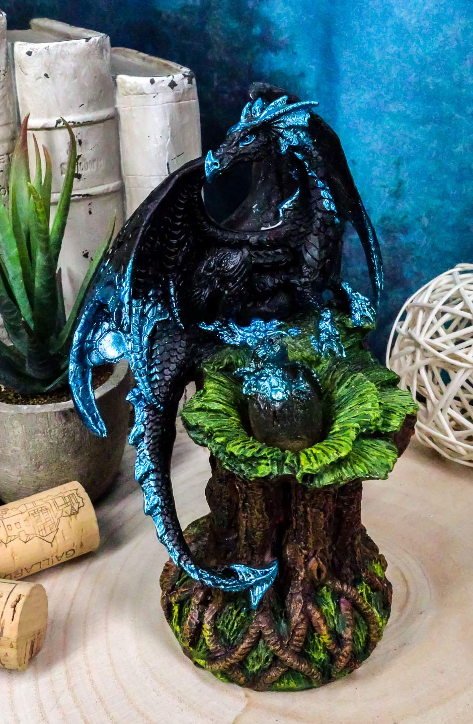 Ebros Blue Midnight Dragon Mother Guarding Translucent LED Egg Night Light - Fantasy D&D Decor, Dungeons & Dragons Collectible Figurine - Perfect for Gaming Rooms, Bedside Tables & Fantasy Themed Home Decor