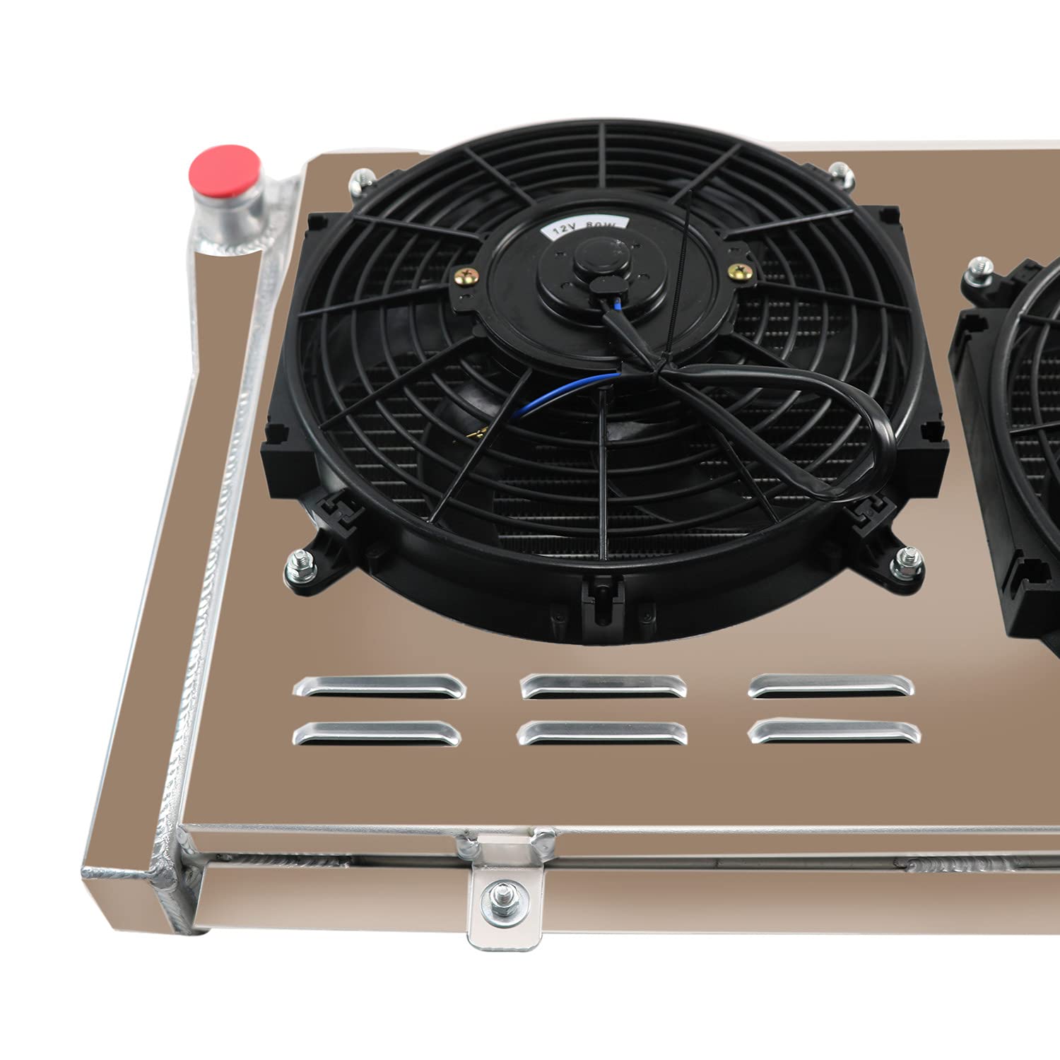 ECMRAD 3 Row Aluminum Radiator for 1982-2002 Chevy S10/S-10 Blazer V8 Swap & 1984-1990 Chevy Corvette 5.7L V8 - Includes Shroud Fans & Relay Kit - High Performance Cooling for Off-Road, Racing & Daily Driving
