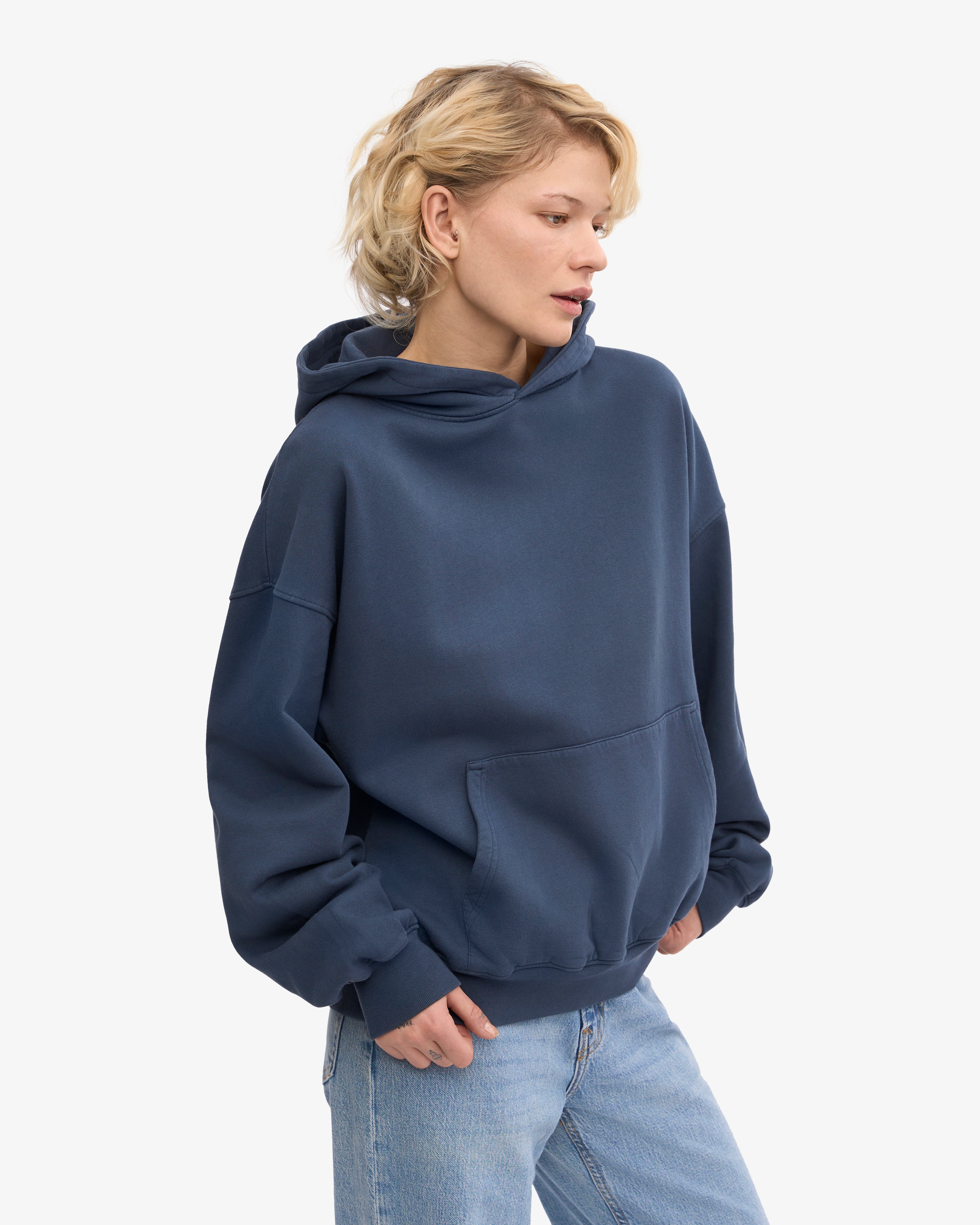 Organic Oversized Hoodie for Women - Soft & Comfortable Petrol Blue Pullover - Perfect for Casual Wear, Loungewear & Outdoor Activities