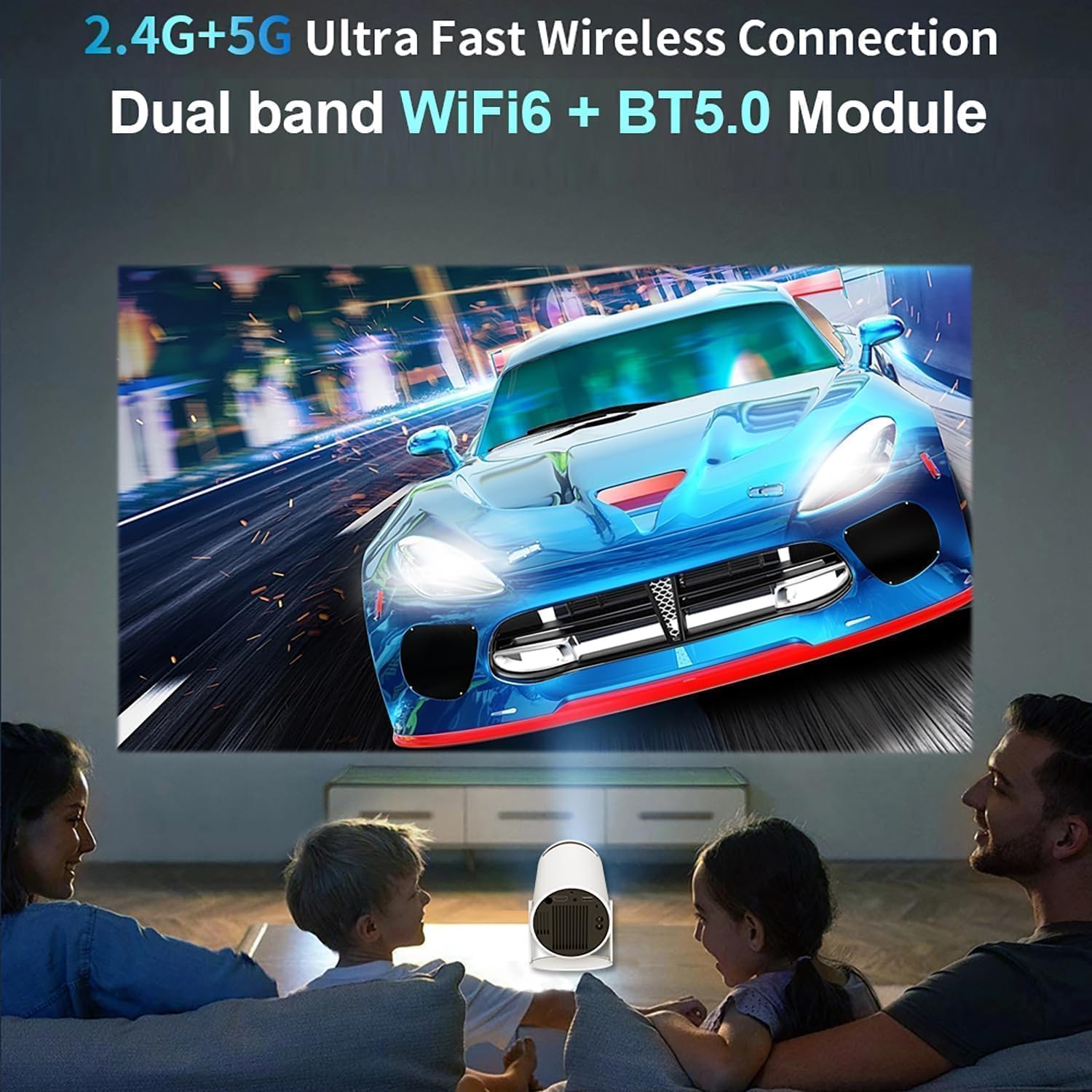4K Mini Projector with WiFi Bluetooth 5.0 - Home Theater for Movies Outdoors