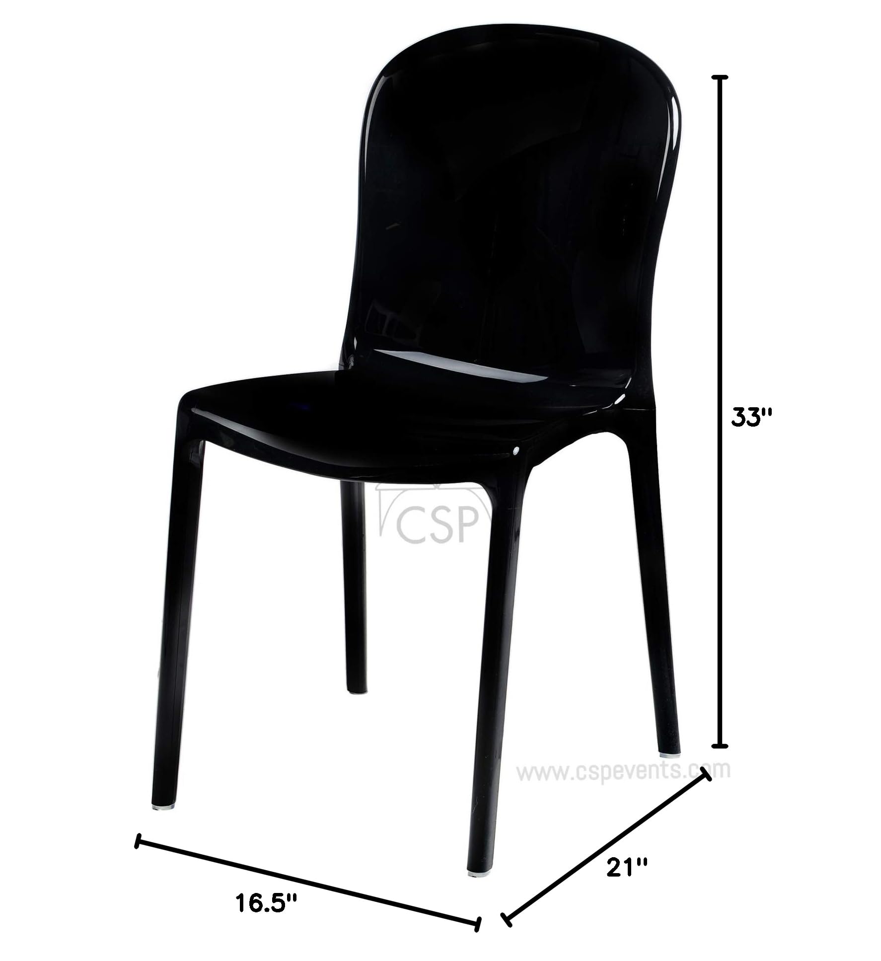Commercial Polycarbonate Genoa Chairs - Heavy Duty Stackable Dining Chairs for Restaurants, Cafes & Outdoor Use - Black