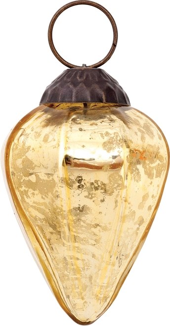 2.5 Inch Gold Zoe Mercury Glass Pine Cone Ornament - Elegant Christmas Tree Decoration for Holiday Home Decor, Party & Gift Giving