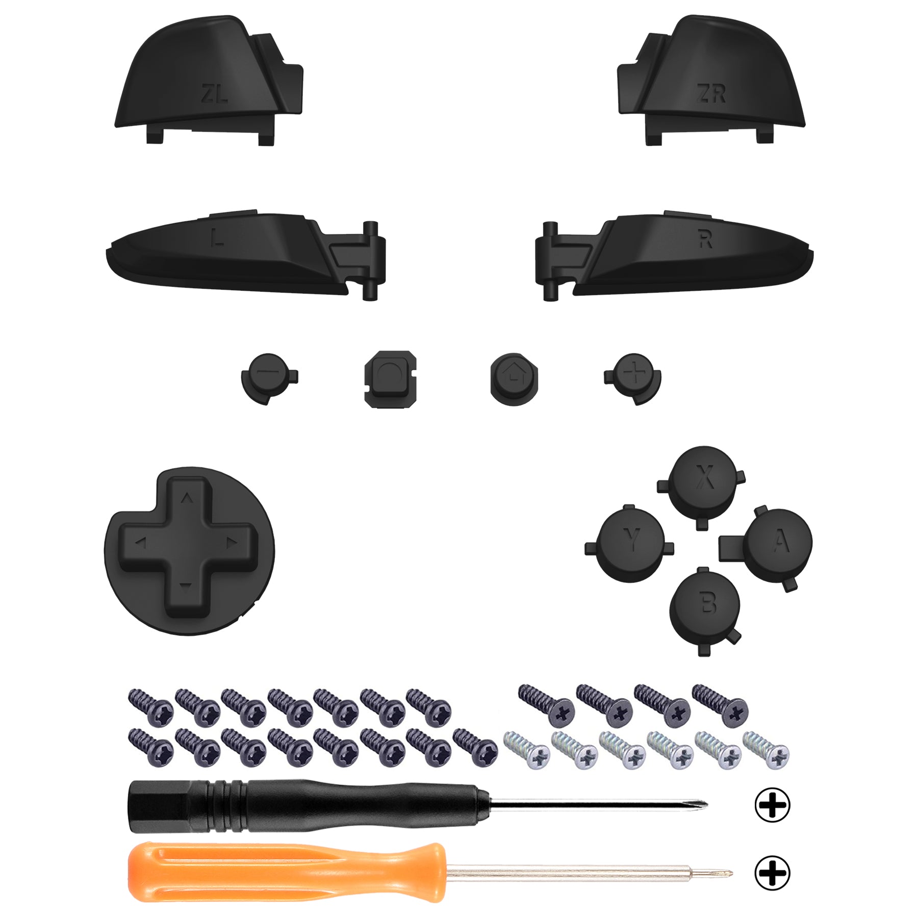 eXtremeRate DIY Replacement Full Set Buttons for Nintendo Switch Pro Controller - Black (KRP312) | Customize Your Gaming Experience | Perfect for Switch Pro Controller Repair & Modding