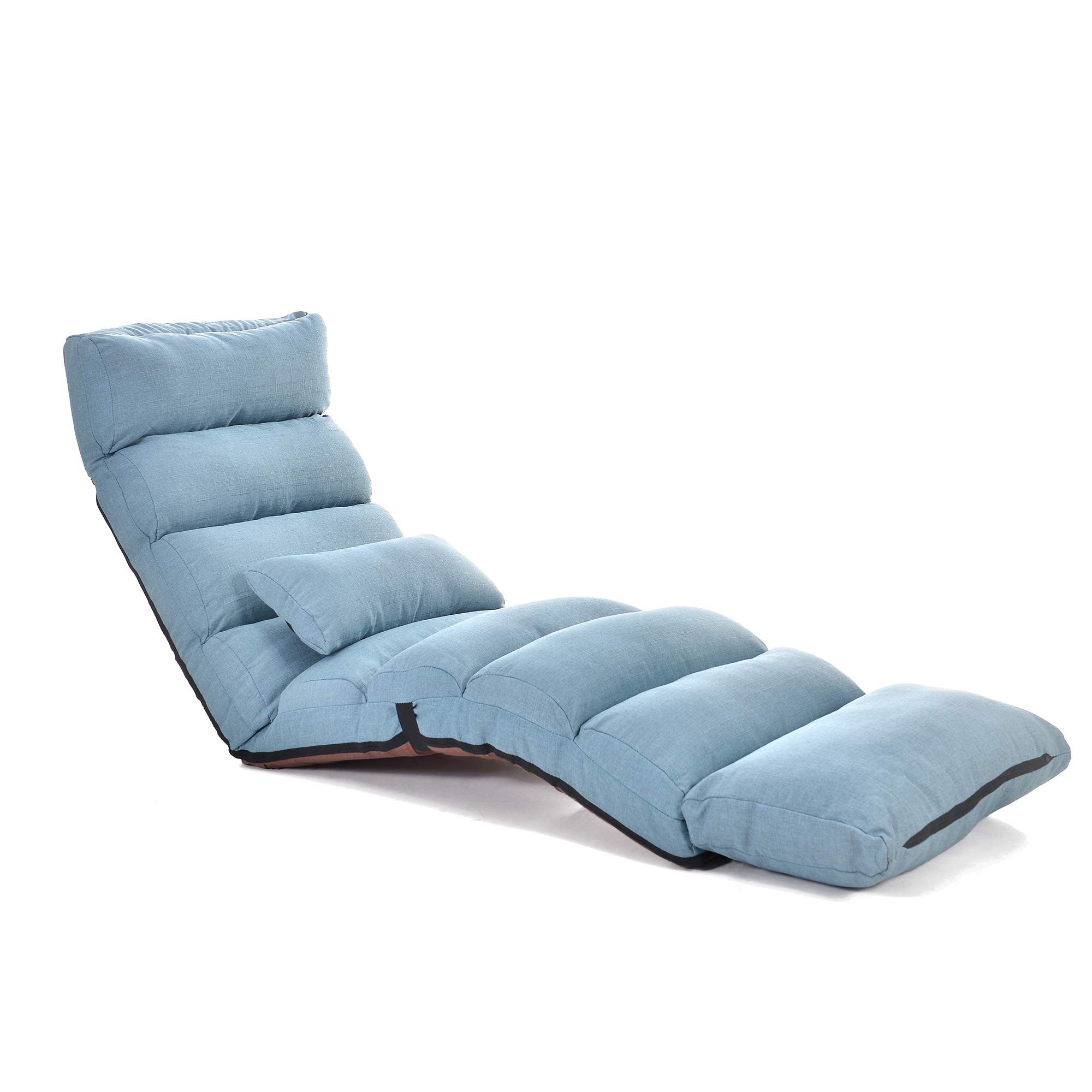 Koreyosh Foldable Lazy Sofa Chair - Adjustable Floor Lounge Chair with Removable Pillows & Footrest - Comfortable for Living Room, Bedroom, Dorm - Blue