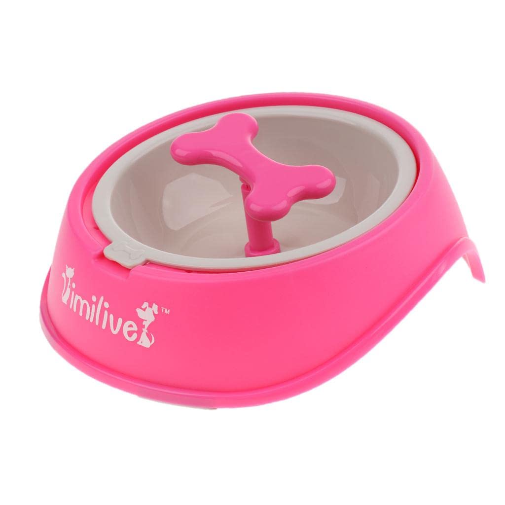 UJEAVETTE Rotating Slow Feeder Dog Bowl - Anti-Choking Pet Food Dish for Puppies & Cats - Rose Red - Perfect for Fast Eaters & Mealtime Enrichment
