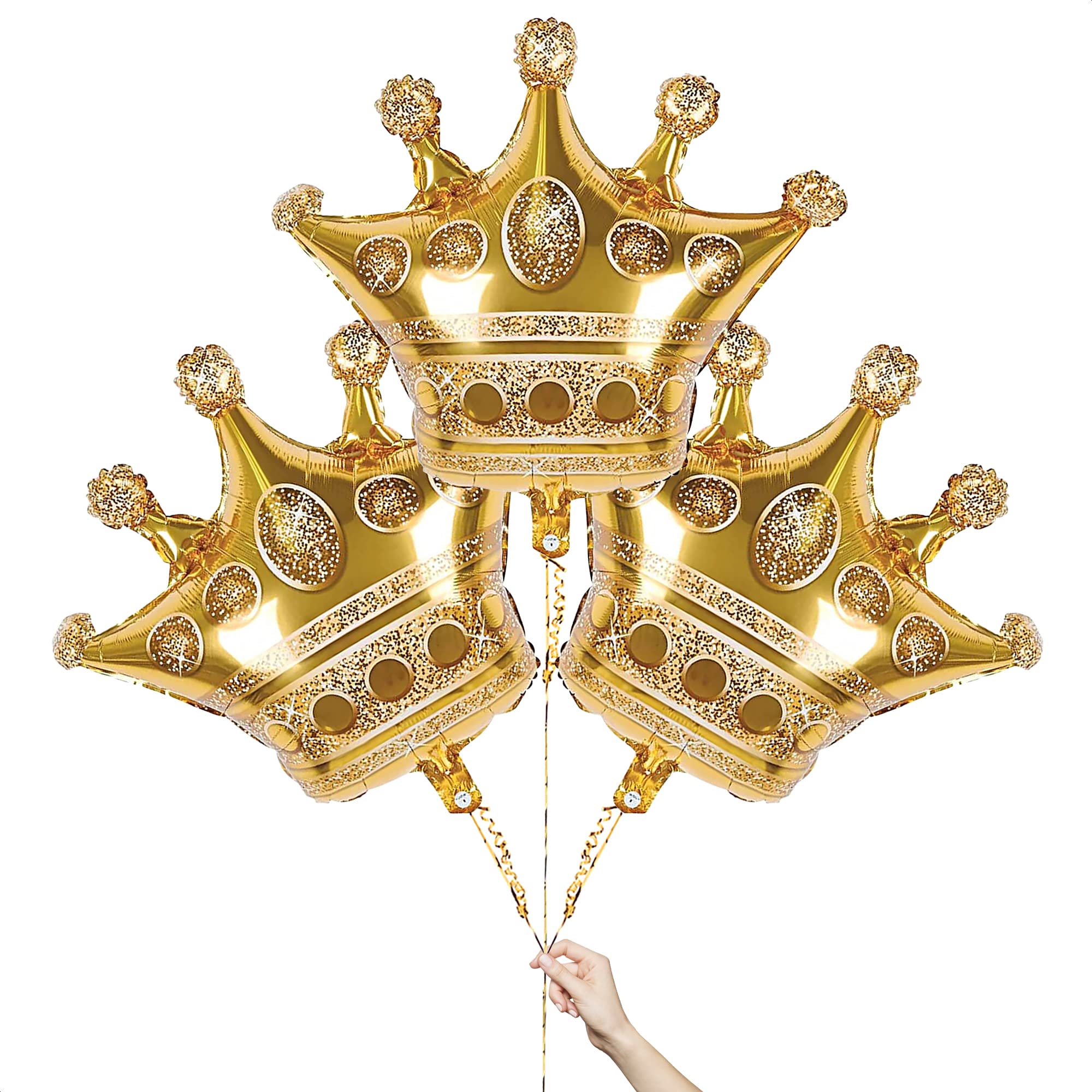 3 Pcs Gold Foil Crown Balloons (38.2