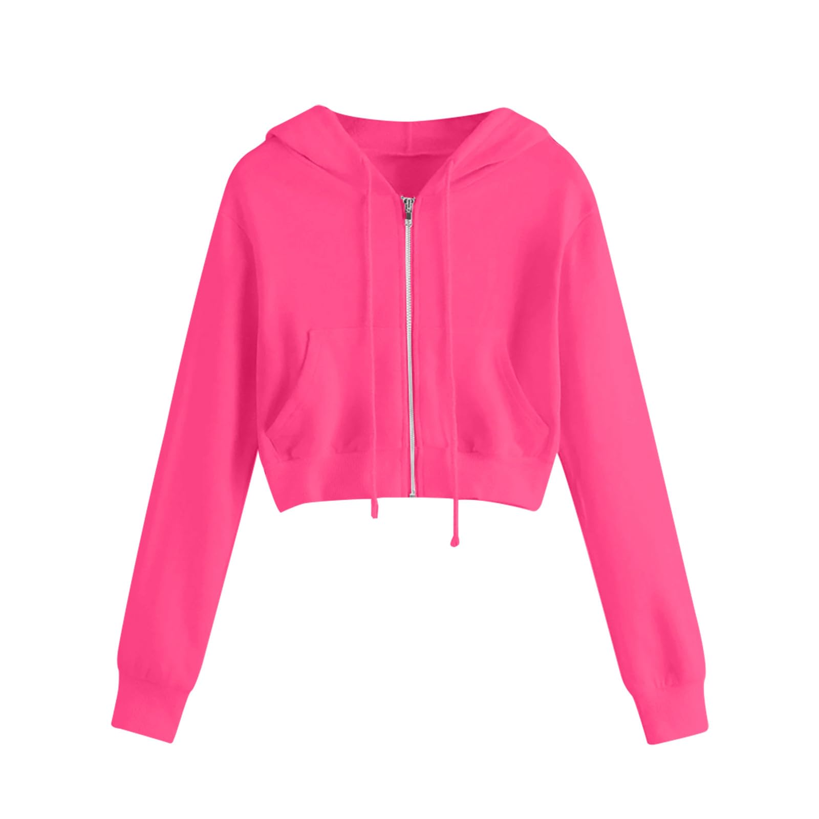 Cute Y2K Cropped Zip Up Hoodies for Teen Girls - Long Sleeve Lightweight Hooded Sweatshirt Jacket for Fall, Perfect for Casual Outfits and Layering