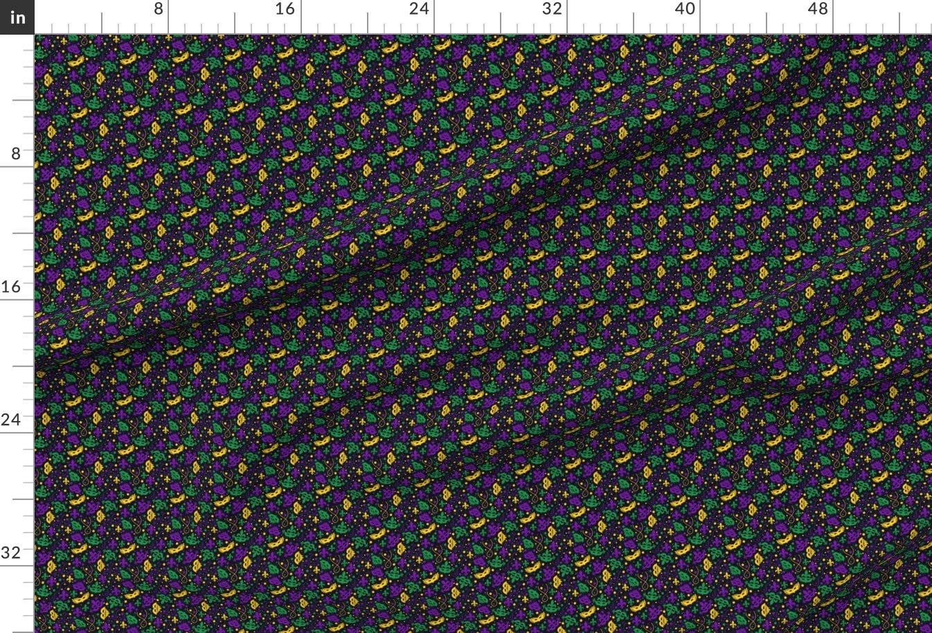 Premium Spoonflower Minky Fabric - Mardi Gras Holiday Beads & Fleur De Lis Confetti Carnival Print - Soft Plush Fat Quarter for Baby Blankets, Quilt Backing, Sewing Projects | Perfect for DIY Crafts, Nursery Decor & Festive Costumes