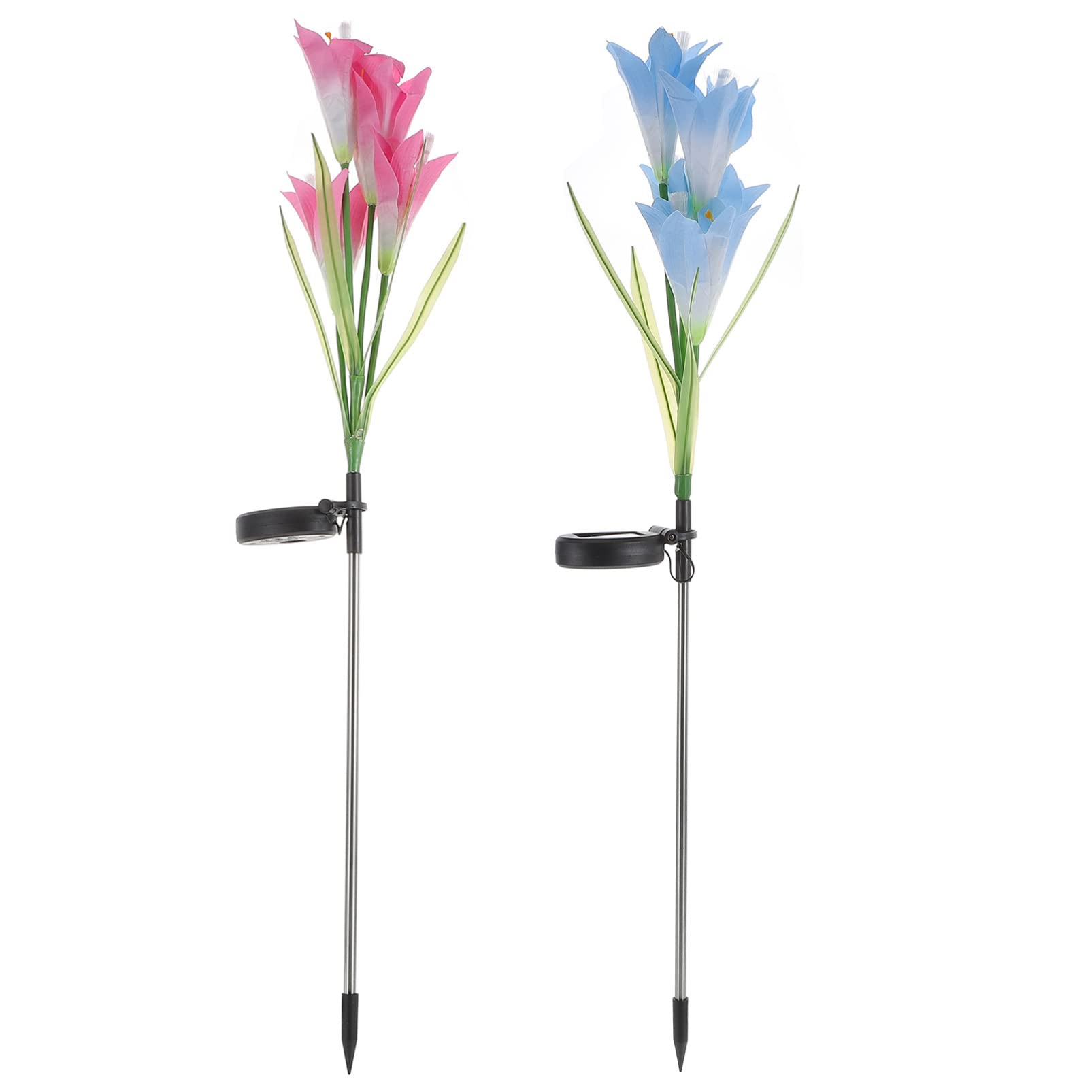Uonlytech Solar Powered Lily Flower Garden Lights - 2 Pack Waterproof Outdoor Solar Stake Lights for Yard, Pathway, Patio, and Garden Decor