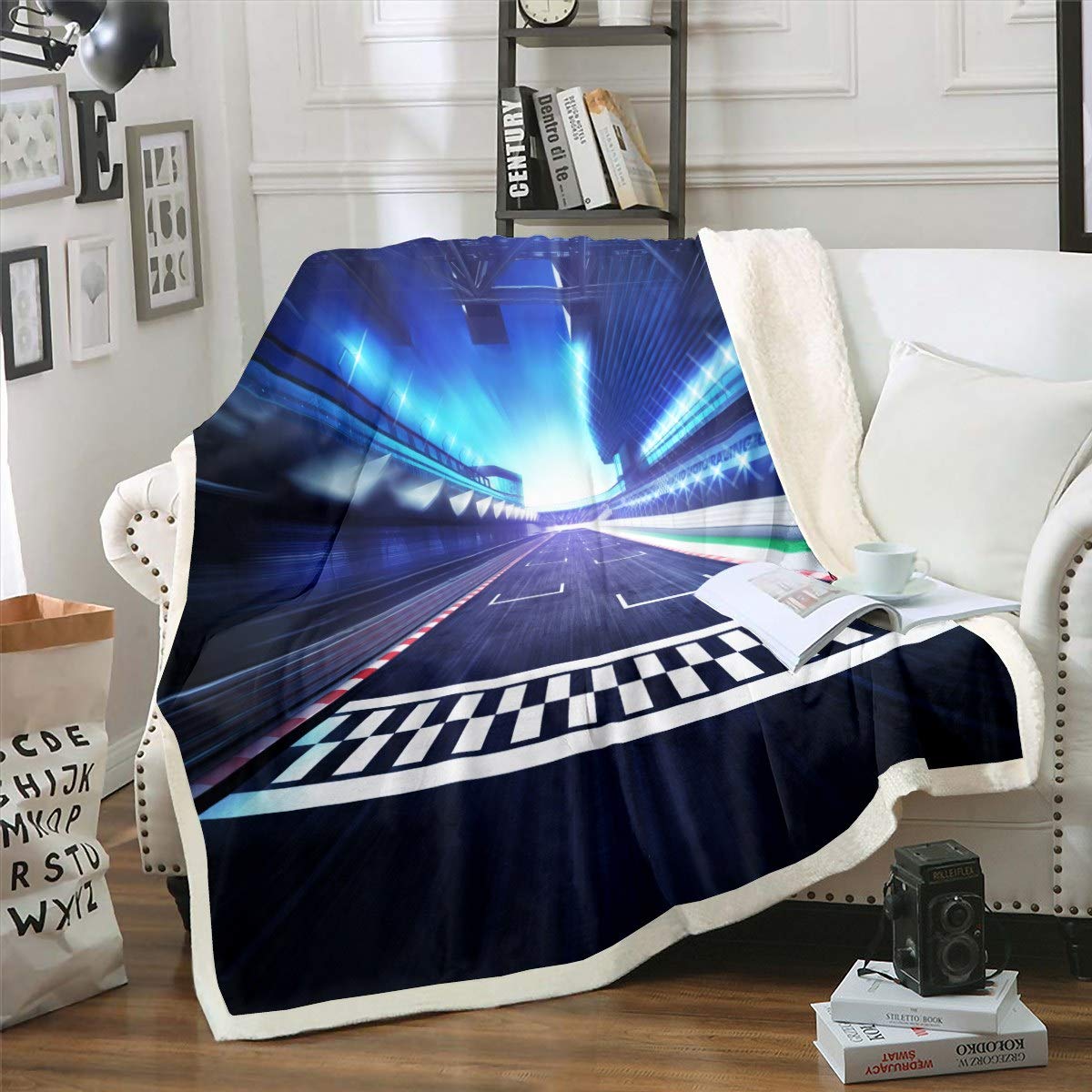 **Race Car Fleece Blanket for Kids & Teens - 50