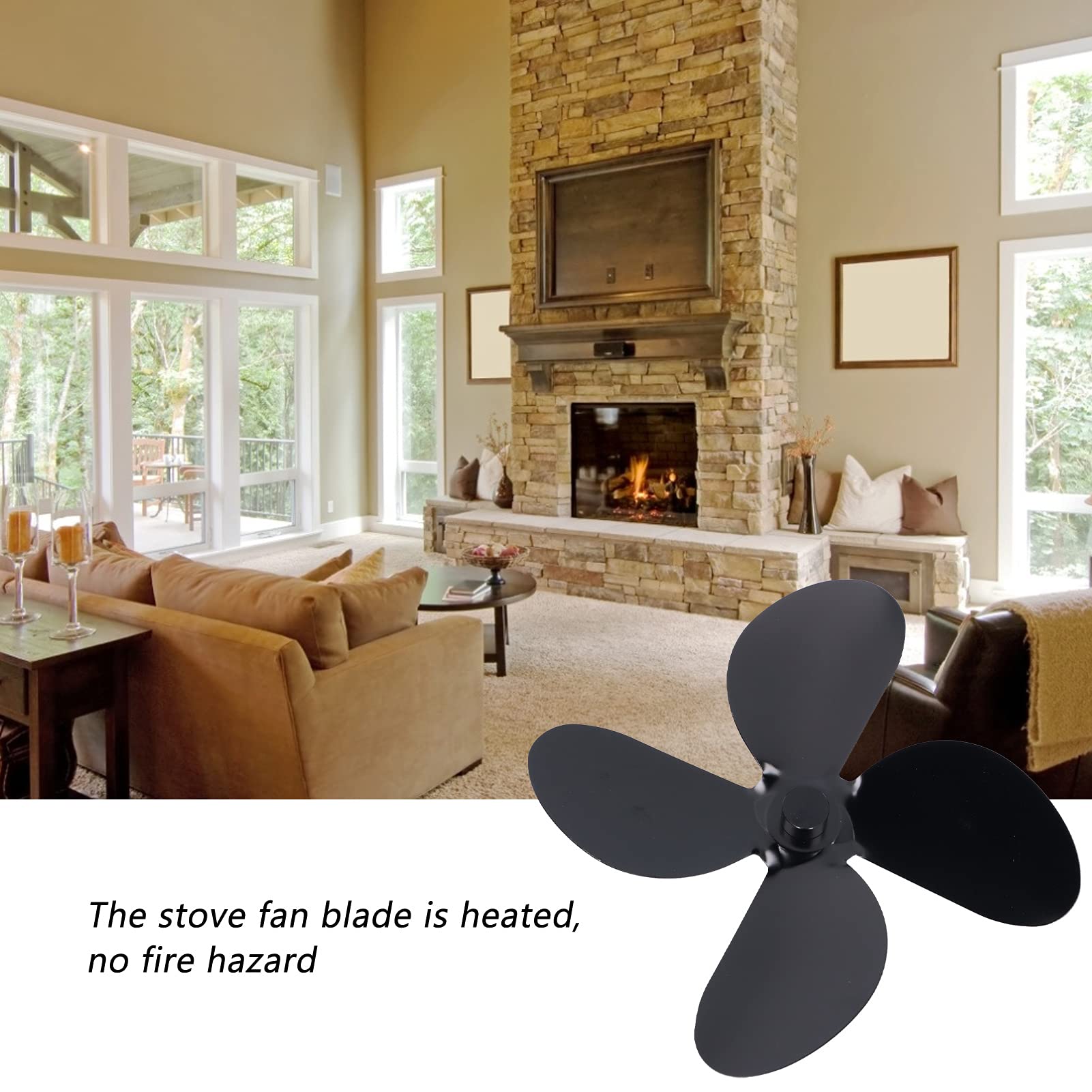 Universal Rust-Proof Fireplace Fan Blade Replacement - 4-Leaf Design for Wood Burning Stoves & Fireplaces | Perfect for Home Heating & Cozy Winter Nights