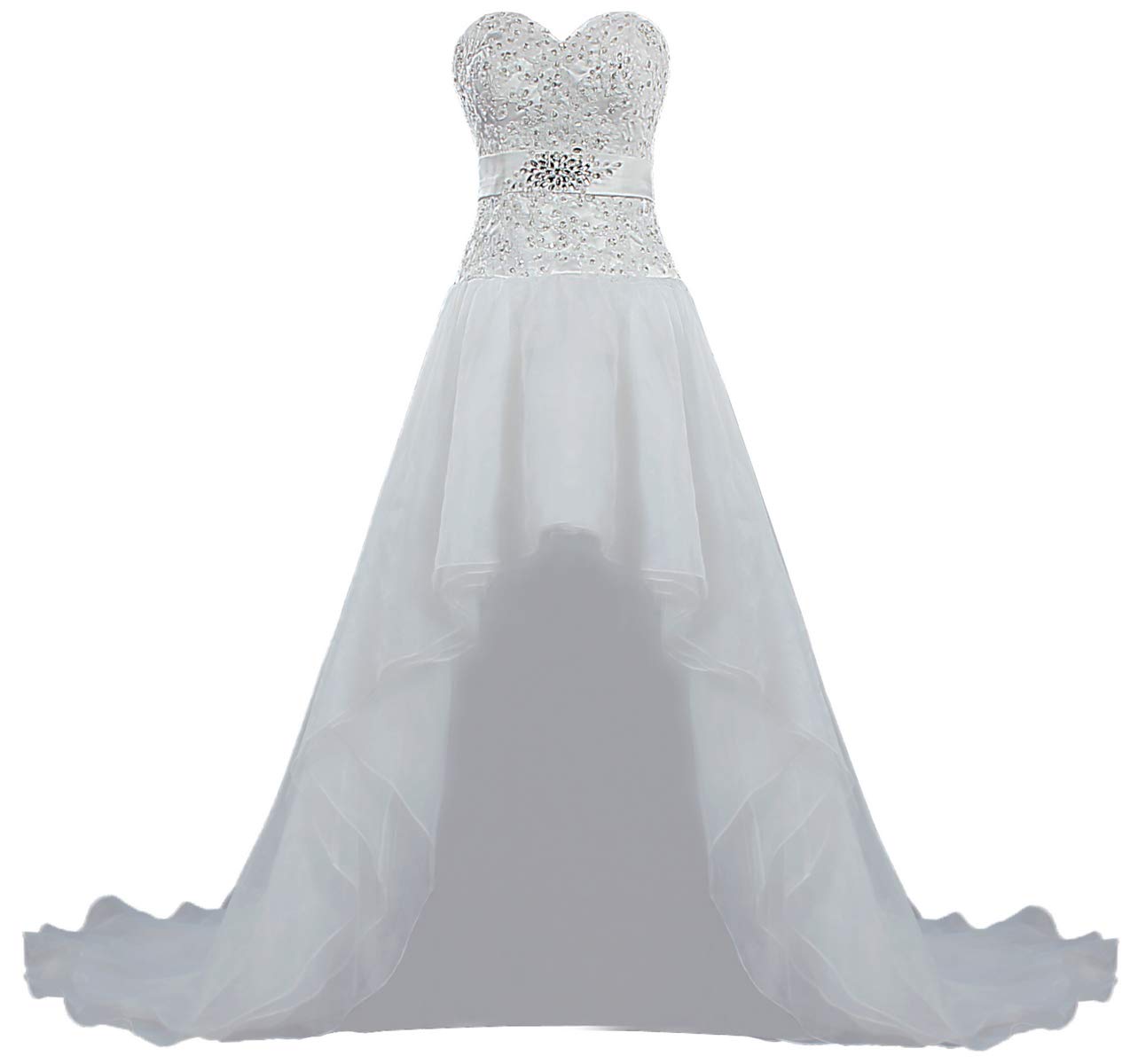 Elegant Organza High-Low Wedding Dress for Women – Perfect for Bridal, Casual, and Beach Weddings