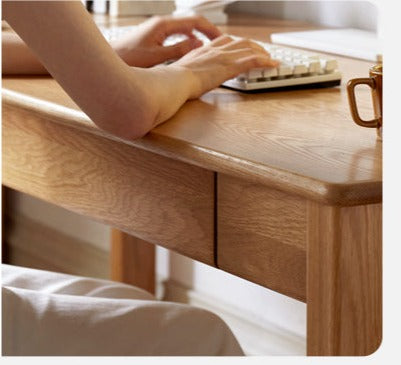 Premium Solid Oak & Ash Wood USB Office Desk - Modern Home & Workspace Furniture for Productivity & Organization | Perfect for Remote Work, Study & Office Setup