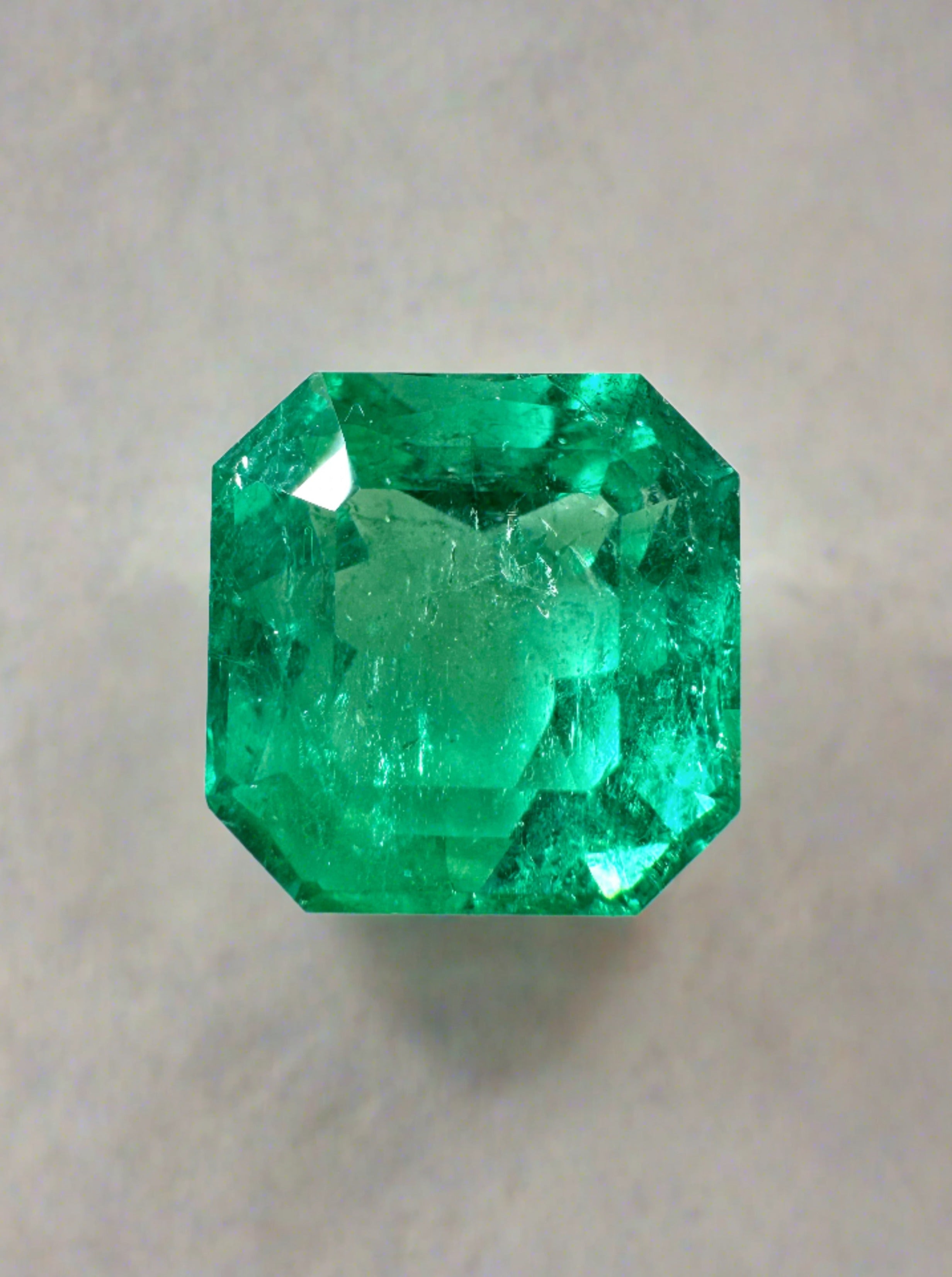 6.40 Carat 11x11mm Vivid Muzo Green Natural Loose Colombian Emerald Asscher Cut Gemstone for Jewelry Making, Engagement Rings & Luxury Gifts