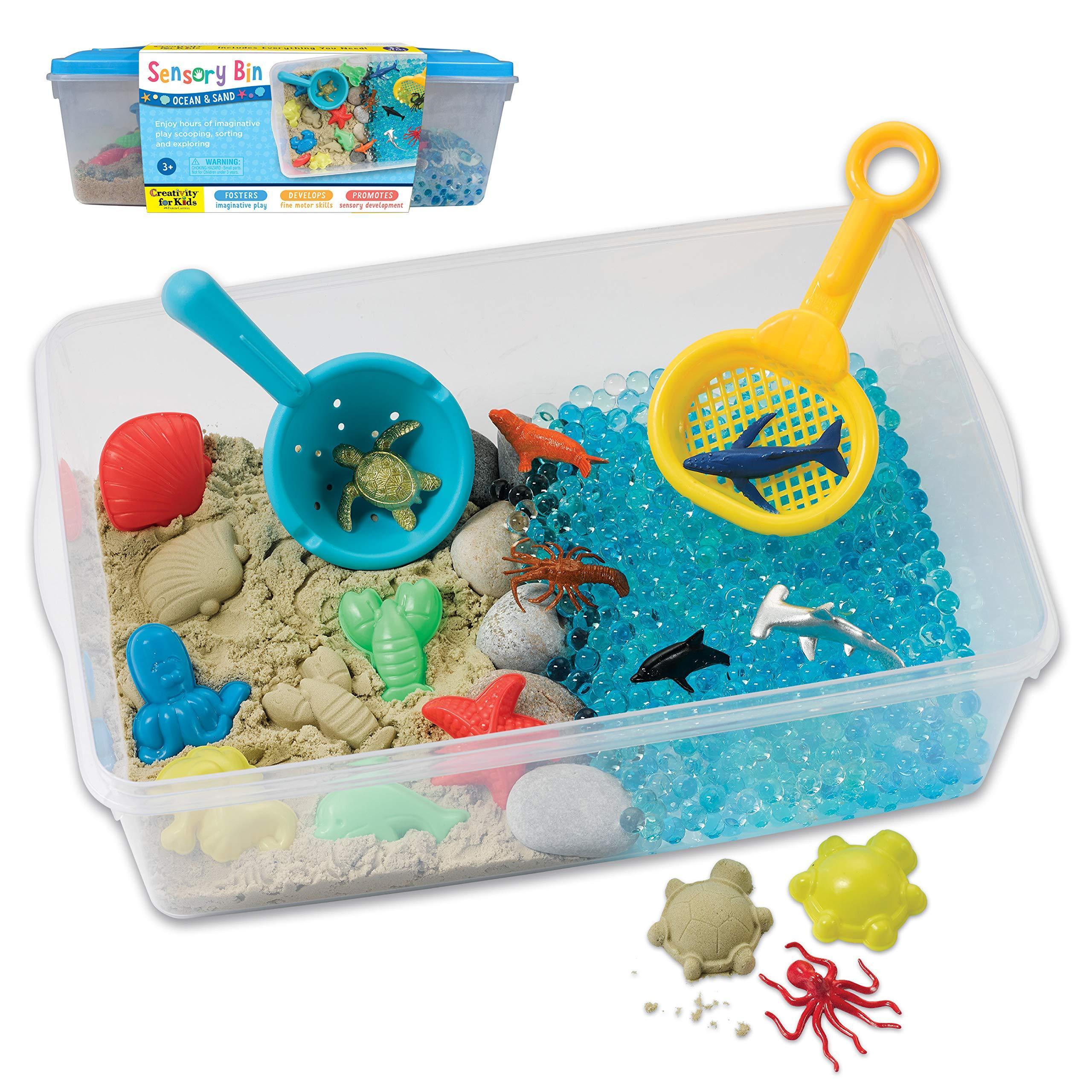Sensory Bin Ocean and Sand - Kids Sandbox Toy for Sensory Play, Fine Motor Skills & Learning - Perfect for Preschool, Homeschool & Beach Themed Activities