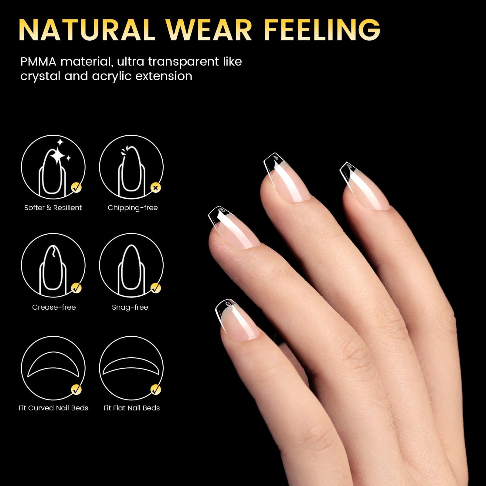 288pcs XS Coffin Pre File Nail Tips - 12 Different Sizes for Acrylic Nails, Gel Extensions & DIY Manicure - Perfect for Salon Professionals & Home Nail Art