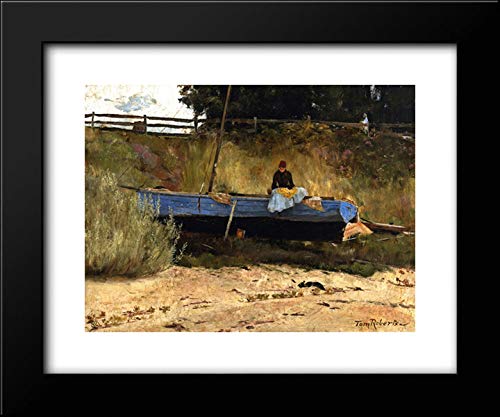 Tom Roberts Framed Art Print - Boat on Beach Queenscliff 18x15 Inch - Coastal Wall Decor for Living Room, Bedroom & Office