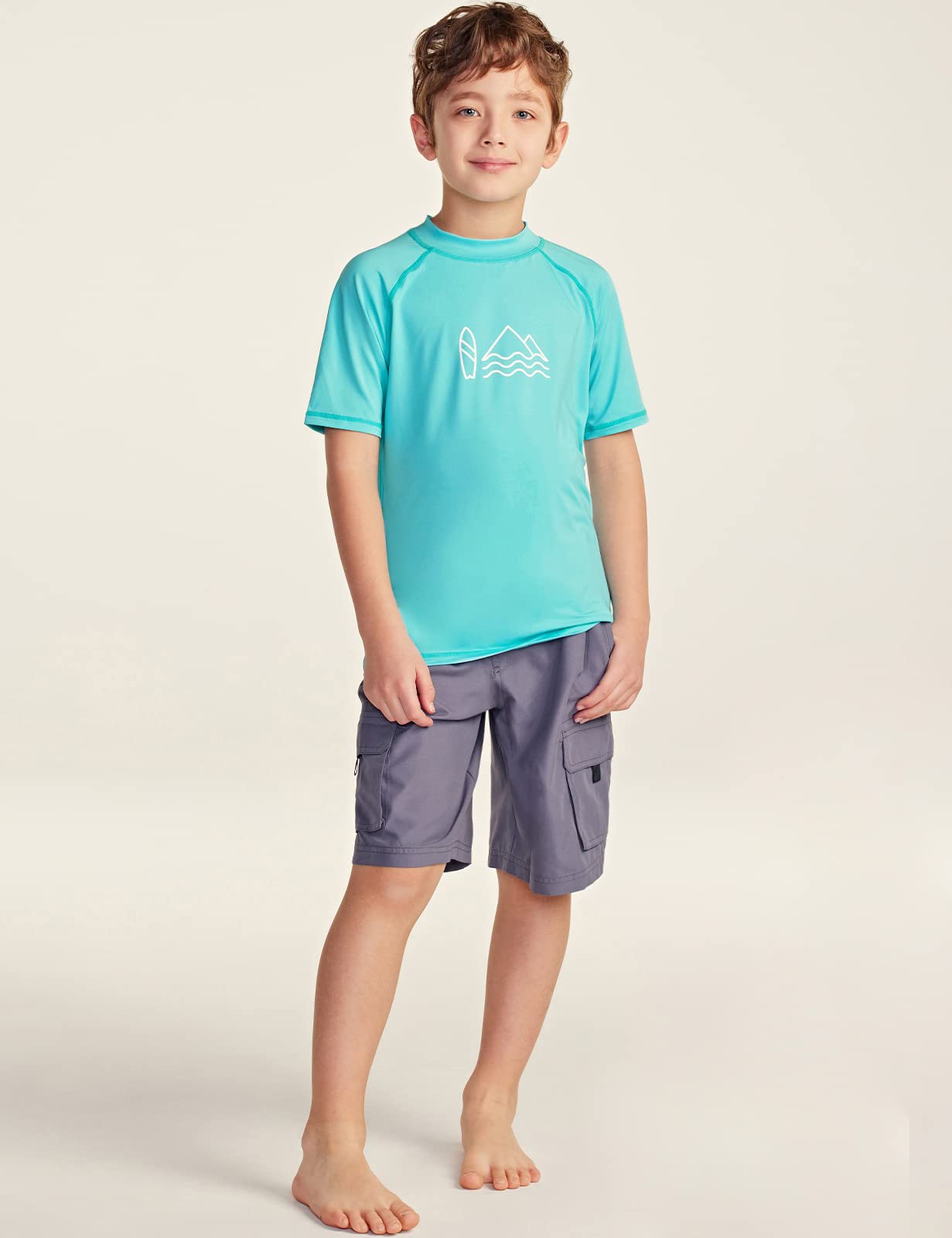 TSLA UPF 50+ Kids Rash Guard Short Sleeve UV Protection Swim Shirt - Youth Sun Protective Swimwear for Boys & Girls - Perfect for Surfing, Swimming & Beach Activities