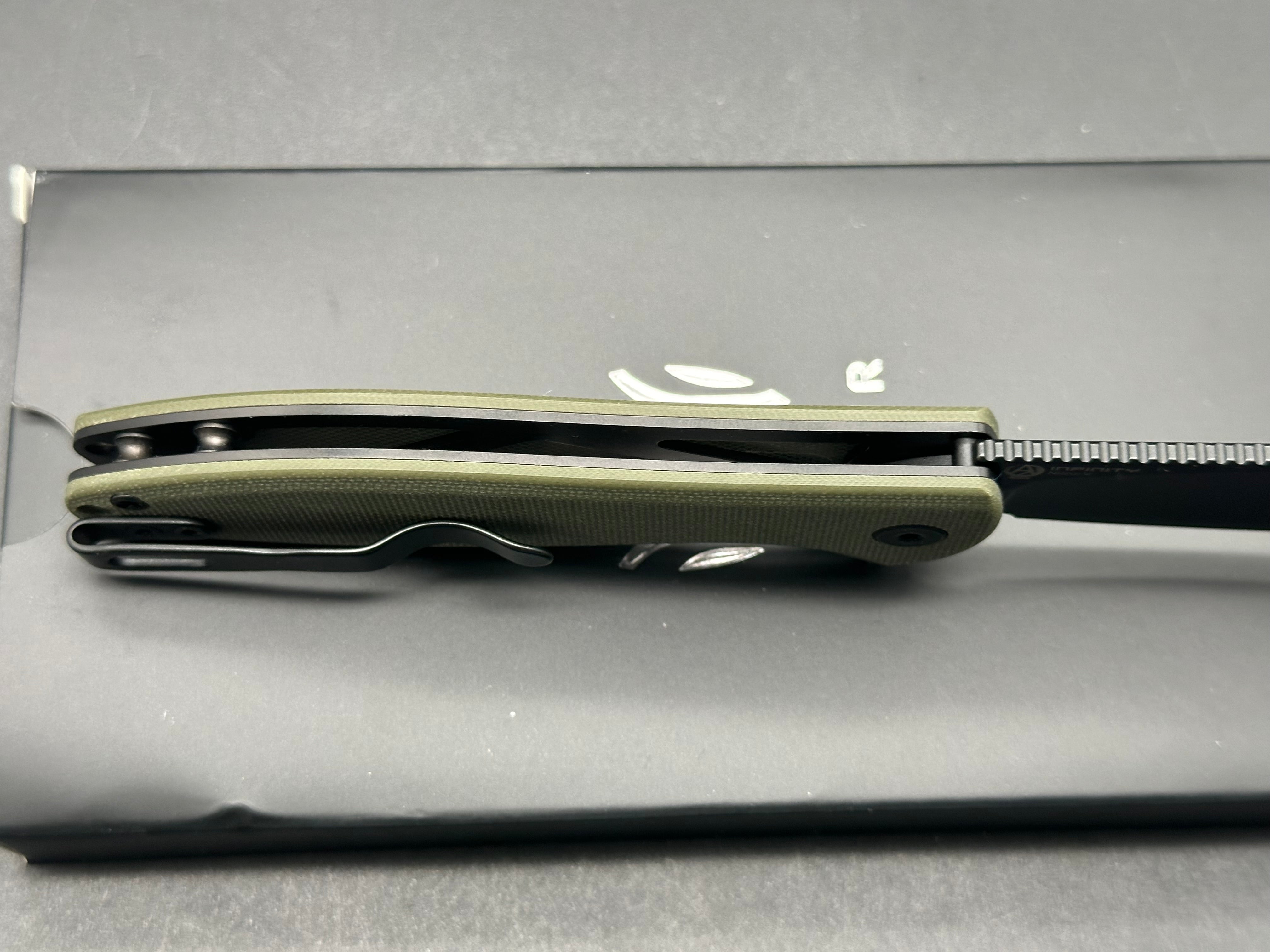 Kizer INFINITY NITRO V Folding Knife - Black Blade, Green G10 Handle - EDC Pocket Knife for Camping, Hiking & Outdoor Activities