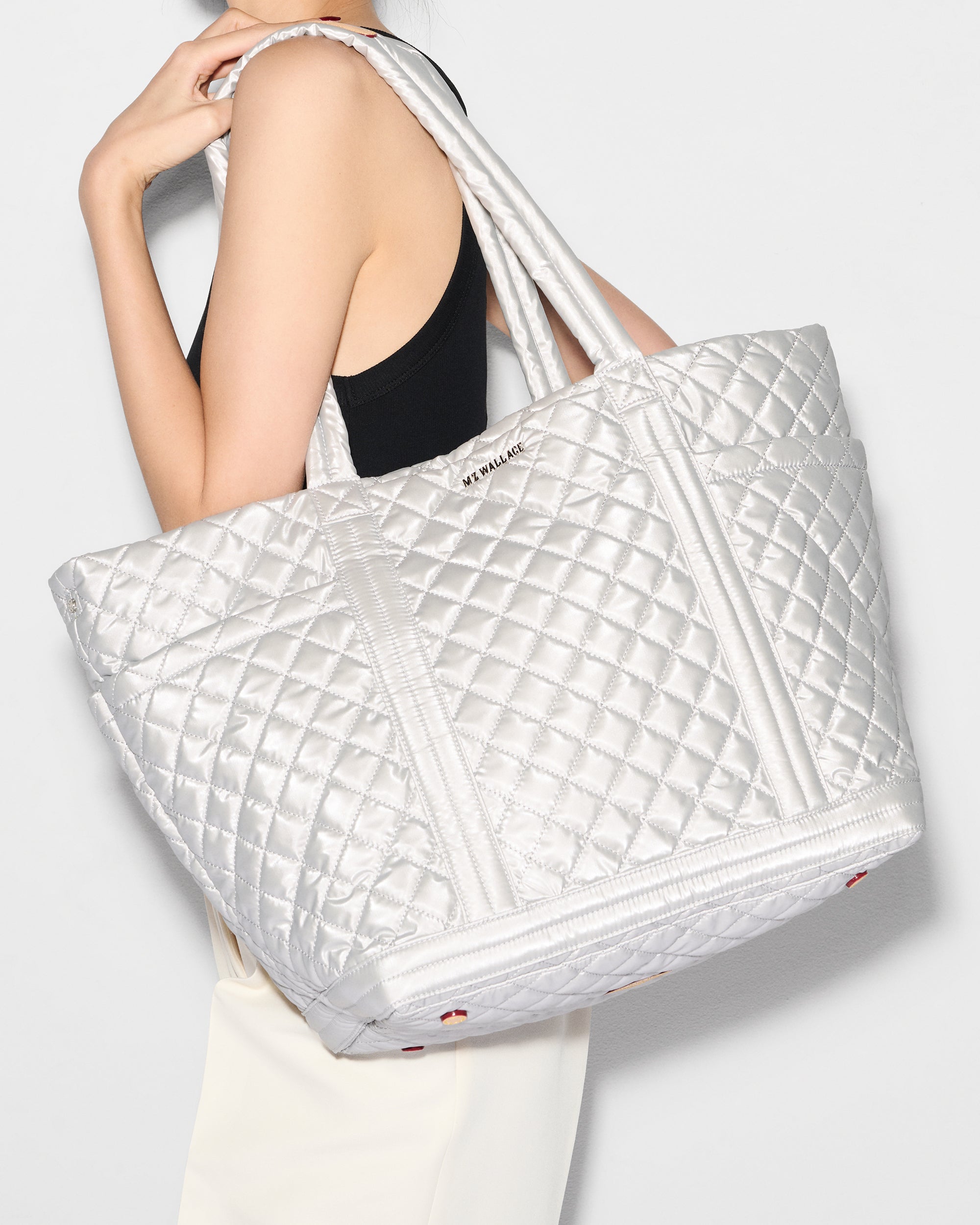 MZ Wallace Large Empire Tote Bag - Premium Nylon Handbag for Women, Spacious Work Tote with Zip Top, Lightweight & Durable - Perfect for Office, Travel & Everyday Use