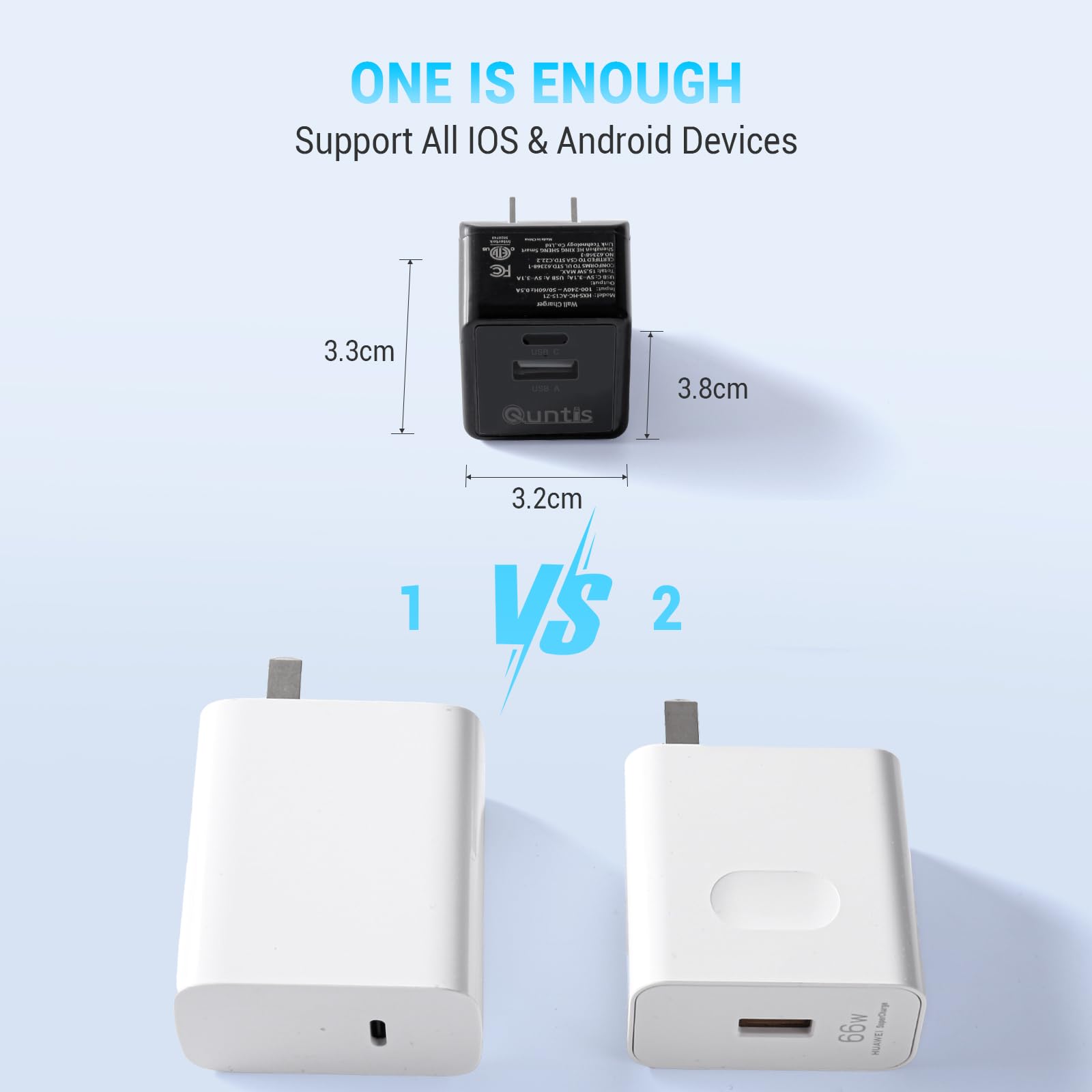 MFi Certified iPhone iPad Fast Charger - Quntis 2-Pack 6ft USB A to C & C to Lightning Cable with Dual Port Wall Charger - Foldable USB C Fast Charging Block for iPhone 15 14 13 Pro Max, iPad Pro/Air/Mini - Perfect for Home, Office & Travel Charging Needs